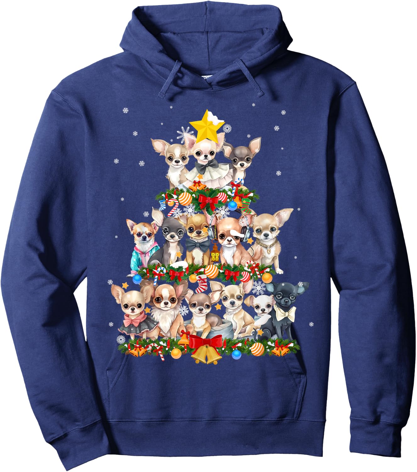 Chihuahua Chihuahueño Christmas Tree Hoodie - Hoodie | Navy