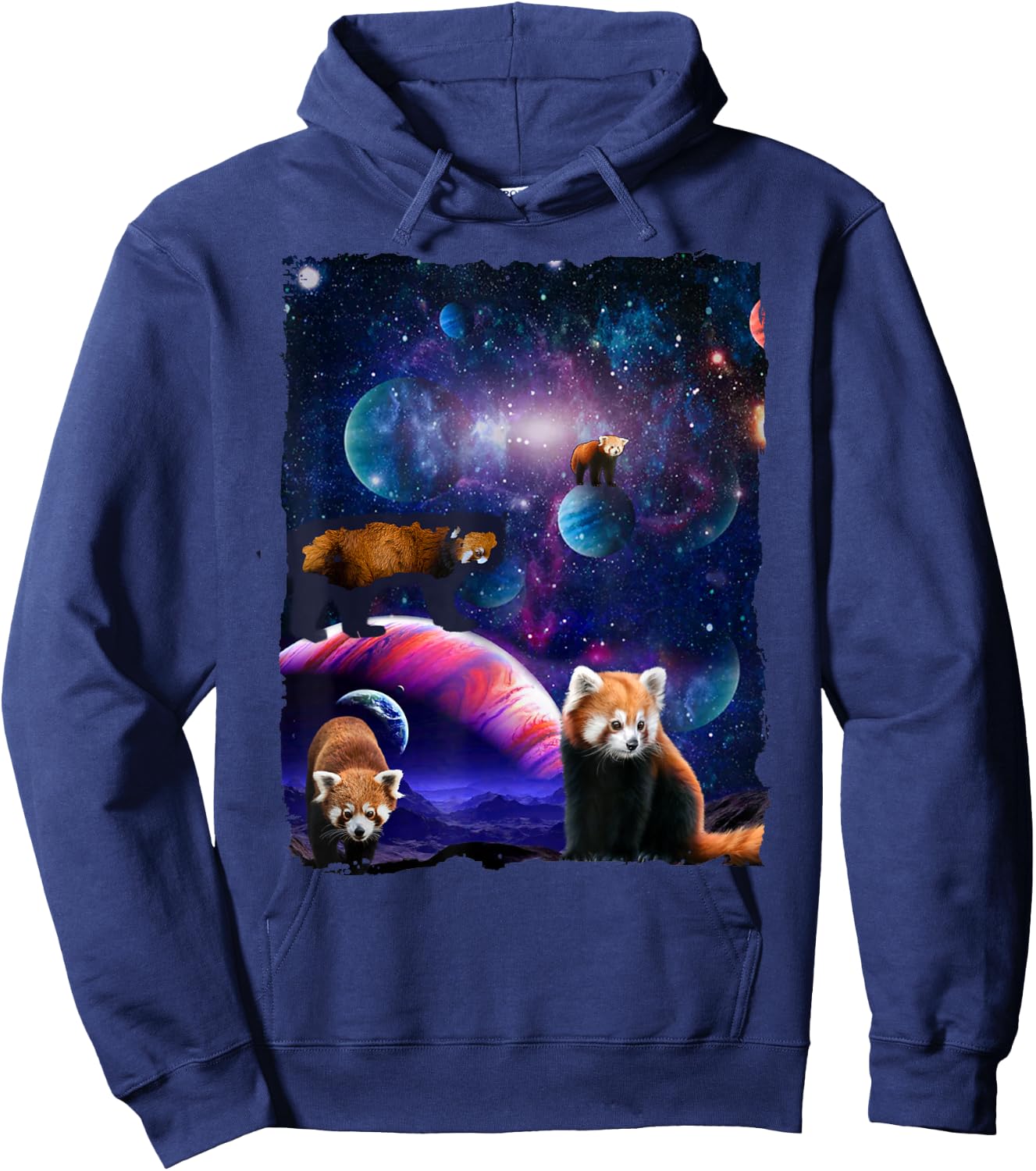 Red Pandas Wild Animal Universe Galaxy Stars lesser panda Hoodie - Hoodie | Navy