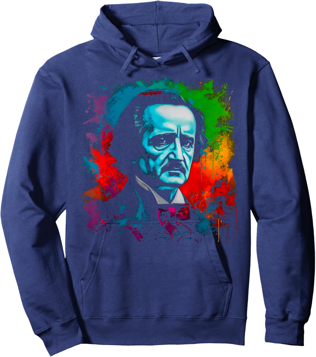 ExpressionWear Edgar Allan Poe Horror - -Adults, Black, Small, Short Sleeve, Classic Fit, Cotton, Polyester Hoodie - Hoodie | Navy