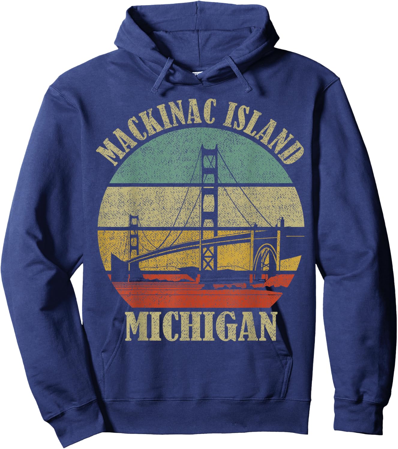 Mackinac Island Bridge Michigan Great Lakes Huron Ferry Trip Hoodie - Hoodie | Navy