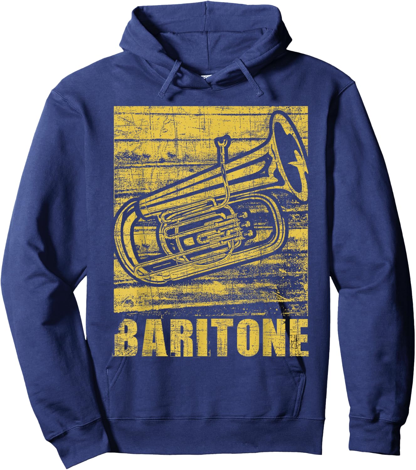 Baritone - Distressed Euphonium Lover Marching Bandmaster Hoodie - Hoodie | Navy