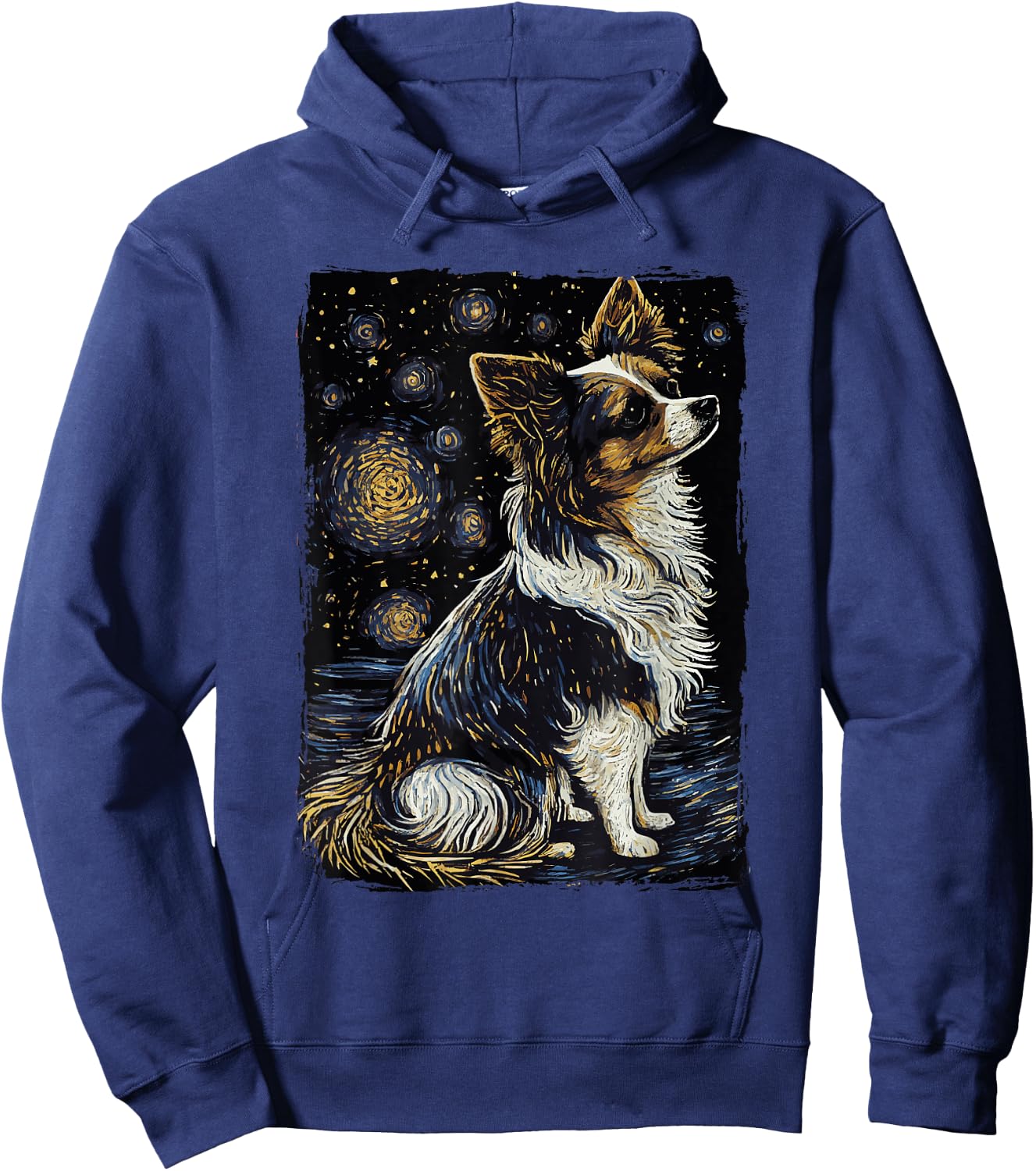 Papillon Starry Night Dog Hoodie - Hoodie | Navy