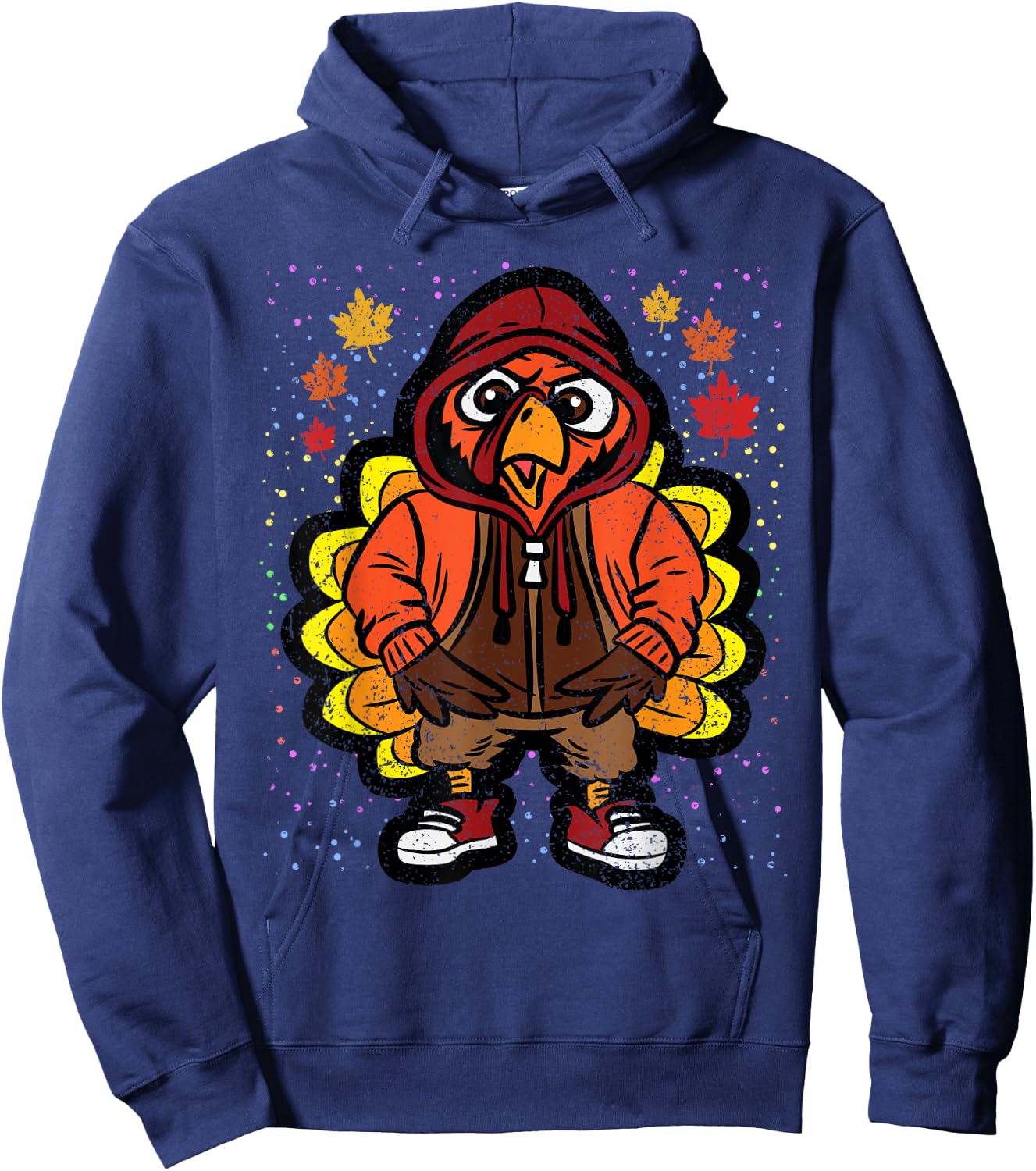 Turkey Gangster Thanksgiving Day Funny Bird Fall Autumn Hoodie - Hoodie | Navy