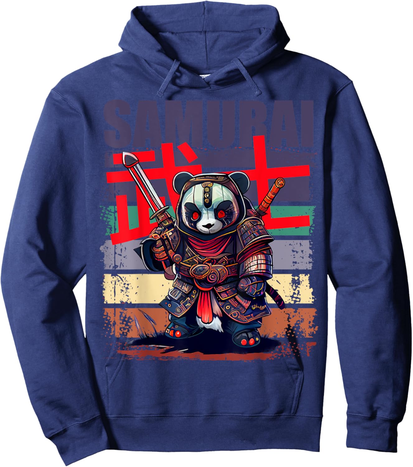 Retro Samurai Artwork Japanese Style for Anime Men and Boys Hoodie - Hoodie | Navy