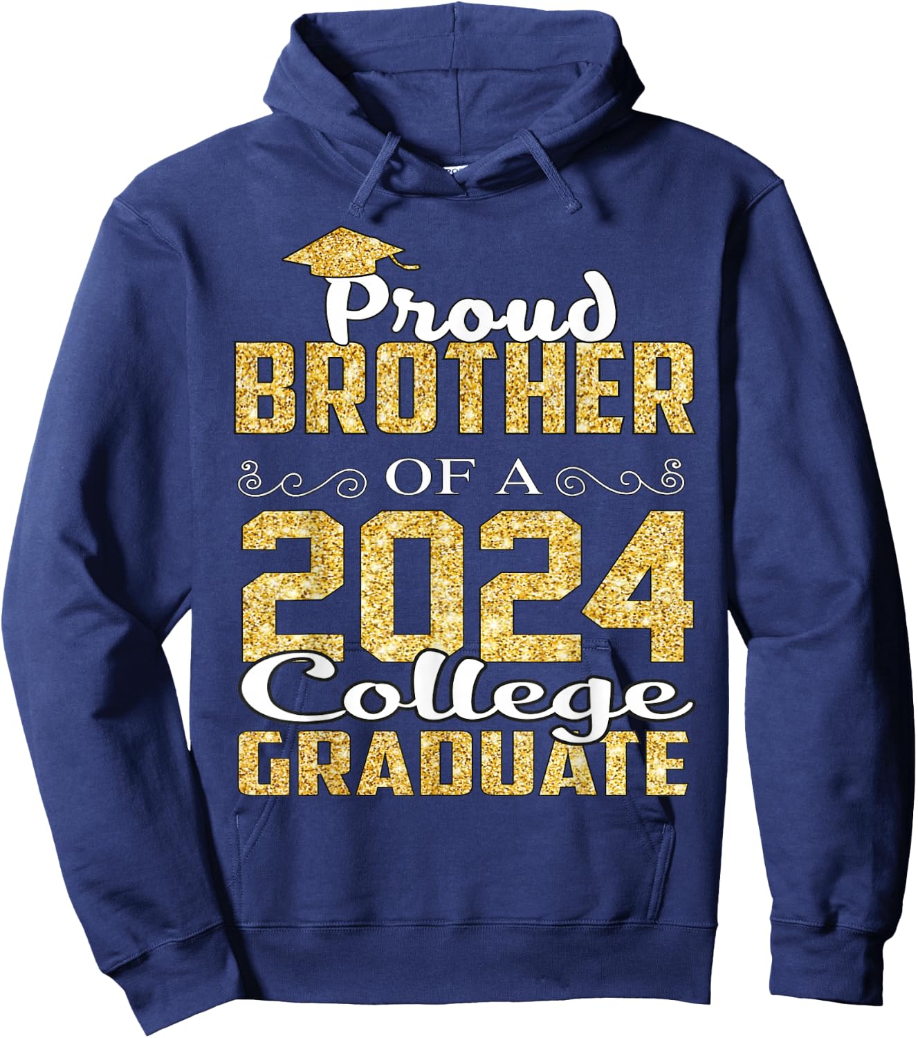 Proud Brother Of 2024 Graduate College Shirt Graduation Hoodie - Hoodie | Navy