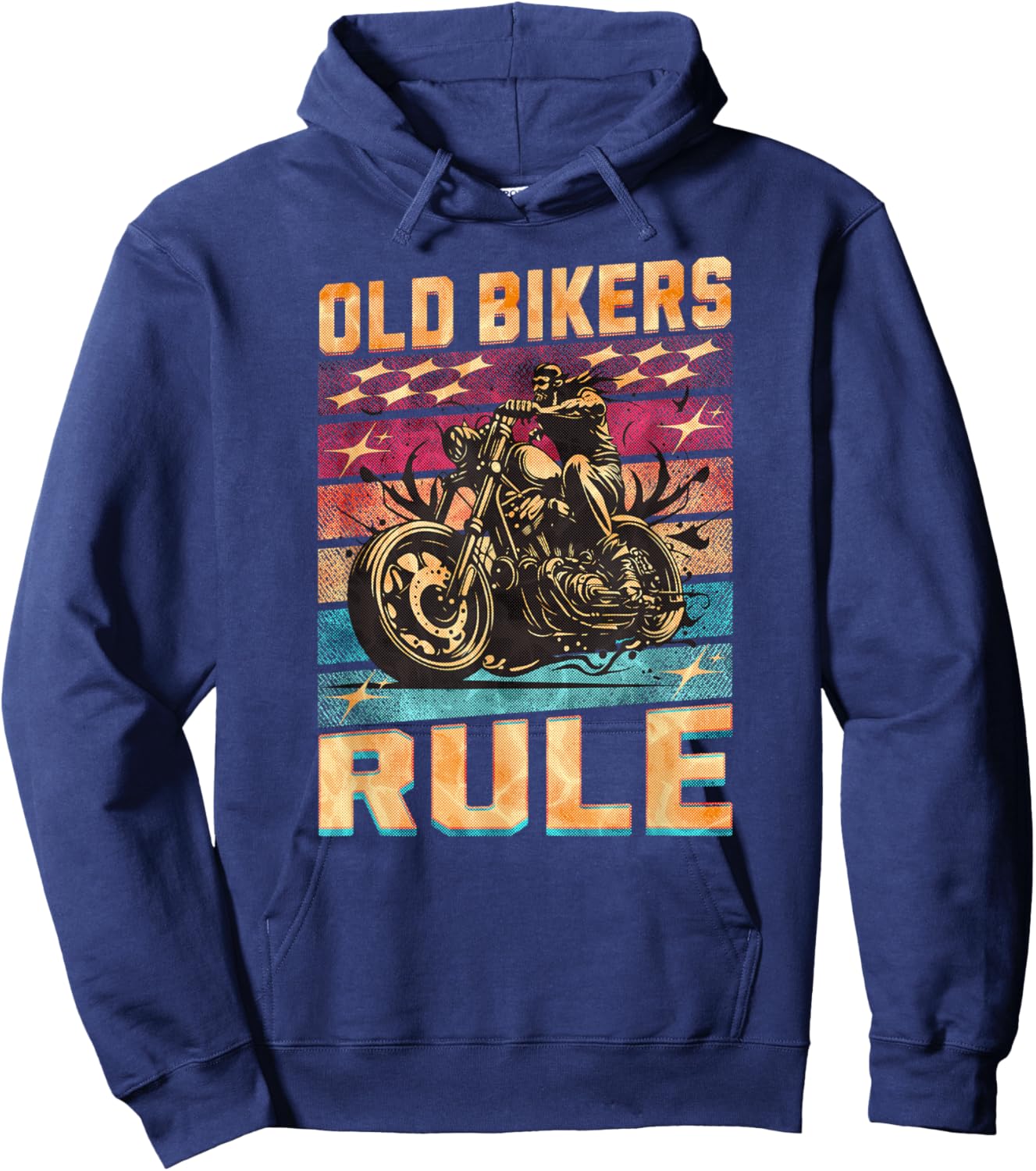 Old Bikers Rule Old Guys Motorcycle Biker Hoodie - Hoodie | Navy