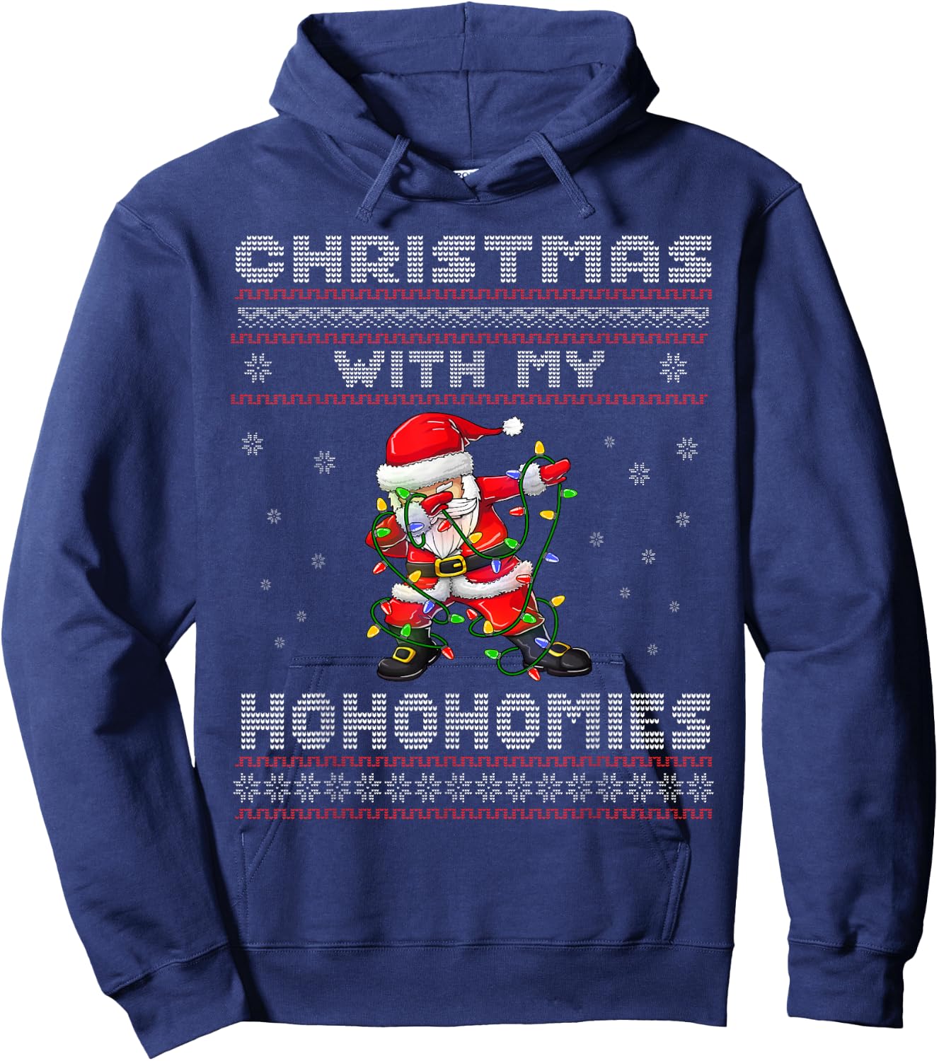 Funny Christmas With My Ho Ho Homies - Family Dabbing Santa Hoodie - Hoodie | Navy