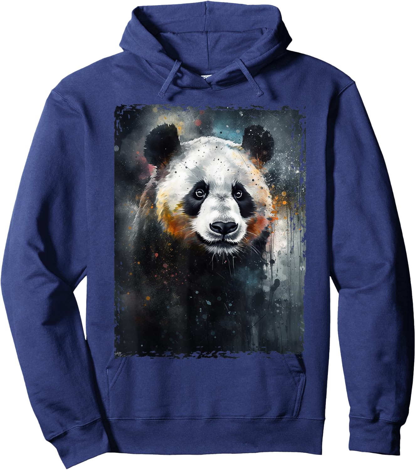 Colorful Beautiful Panda Watercolor Panda Lovers Oil Painting Boys Kids Funny Hoodie - Hoodie | Navy