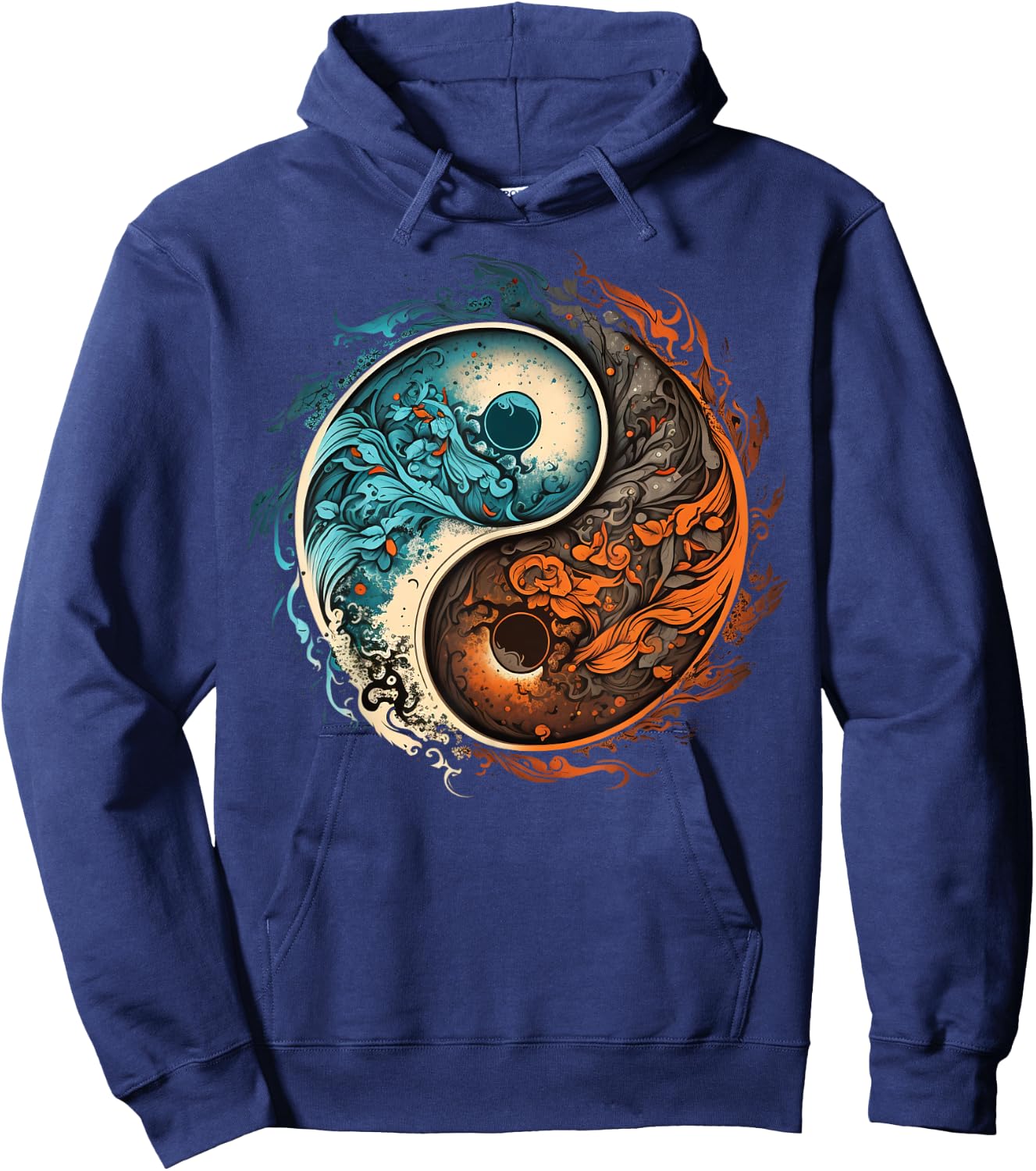 Meditation Taoism Yin Yang Symbol on Zen Taijitu Yin Yang Hoodie - Hoodie | Navy