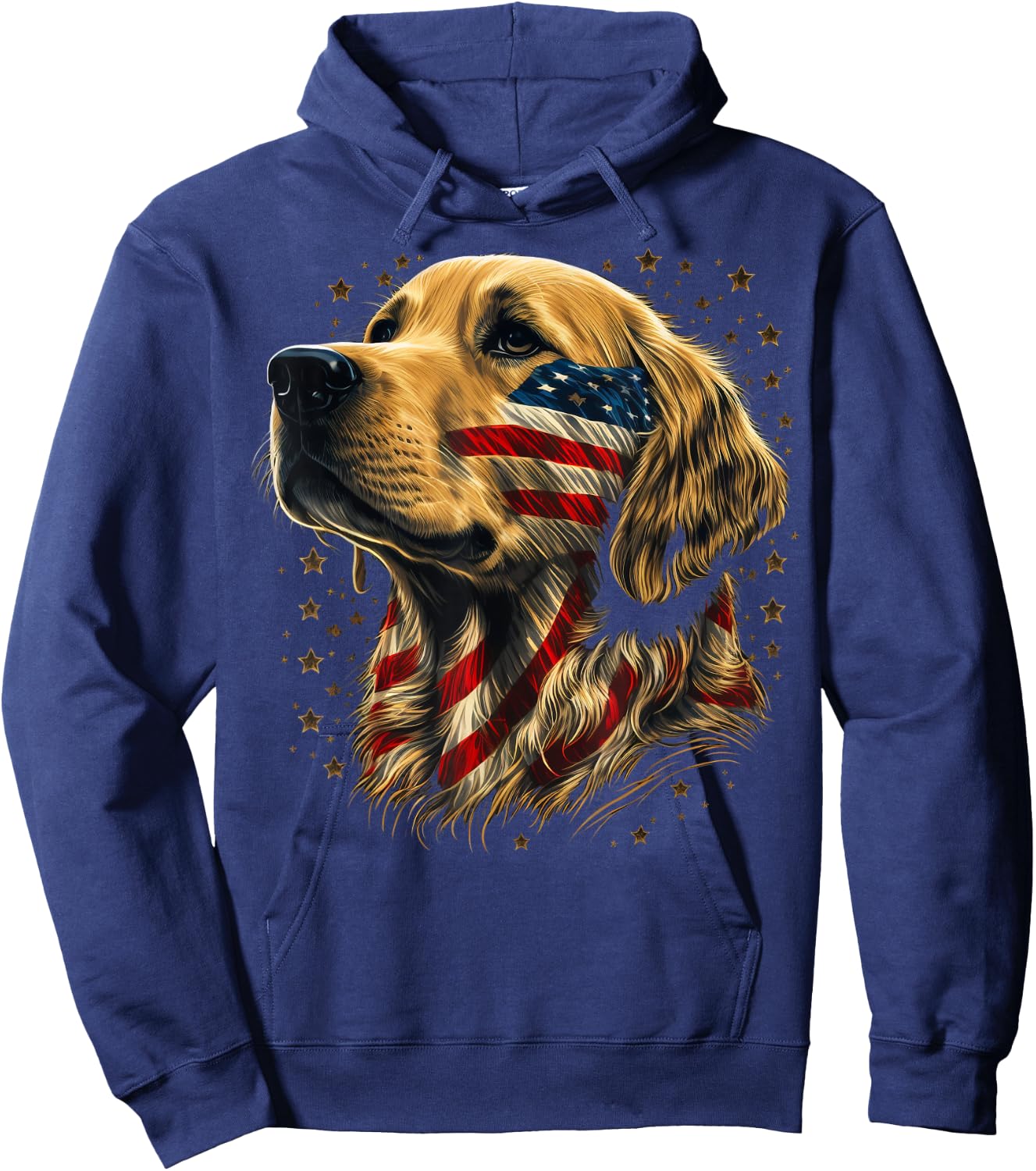 USA 4th Of July Goldie Patriotic American Golden Retriever Hoodie - Hoodie | Navy