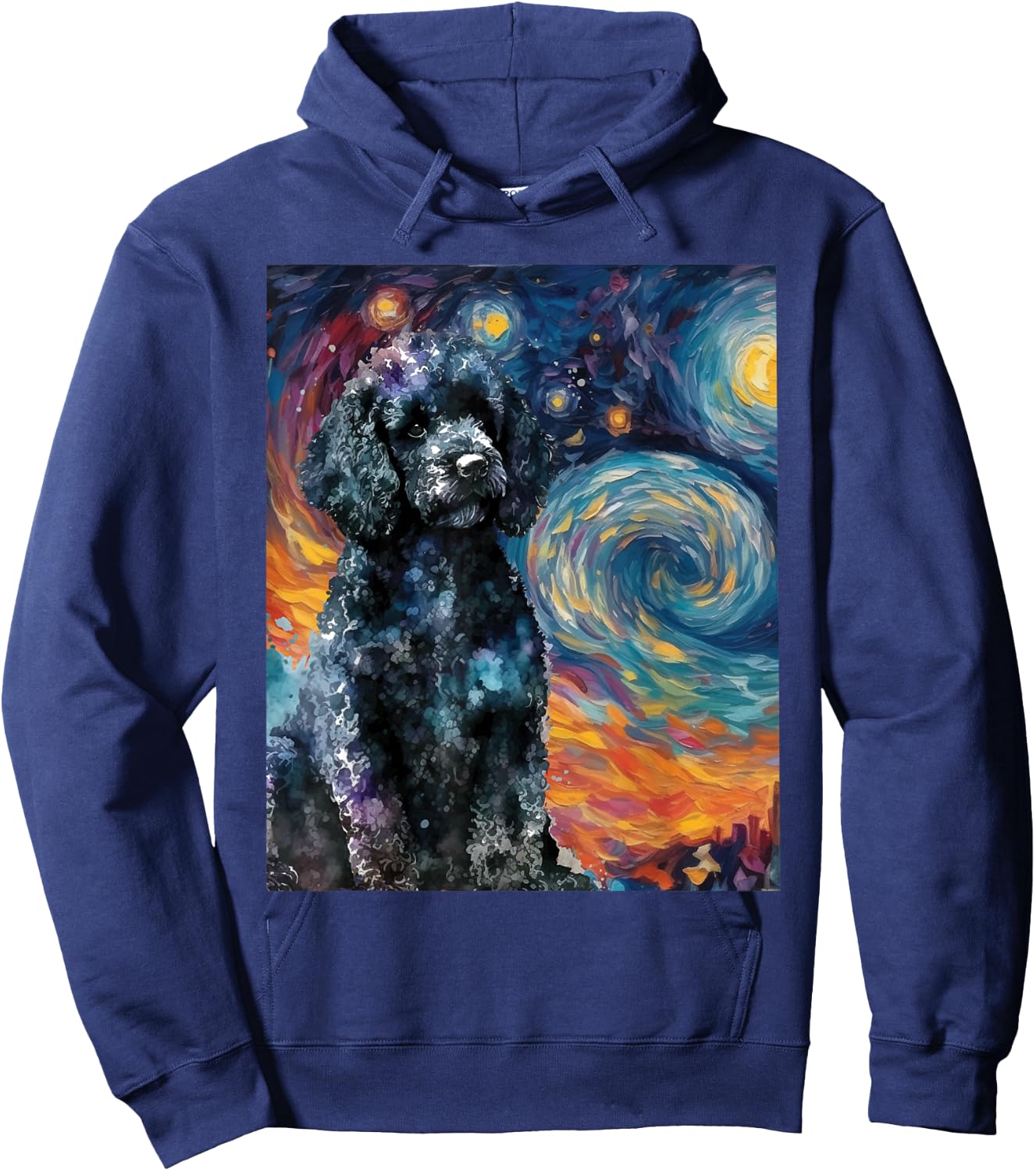 Black Poodle Starry Night - Dog Lover Puppy Pet Owner Men Women Kids Hoodie - Hoodie | Navy
