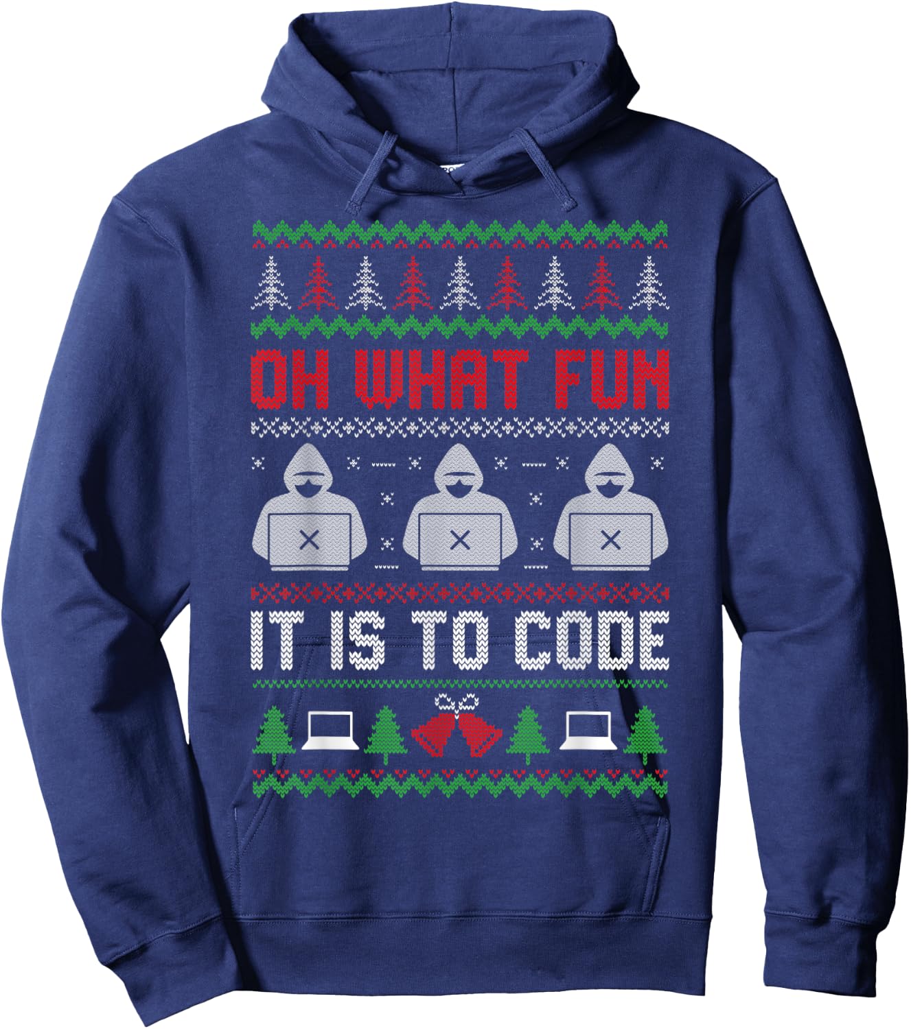 Oh What Fun It Is To Code Coding Programmer Ugly Christmas Hoodie - Hoodie | Navy
