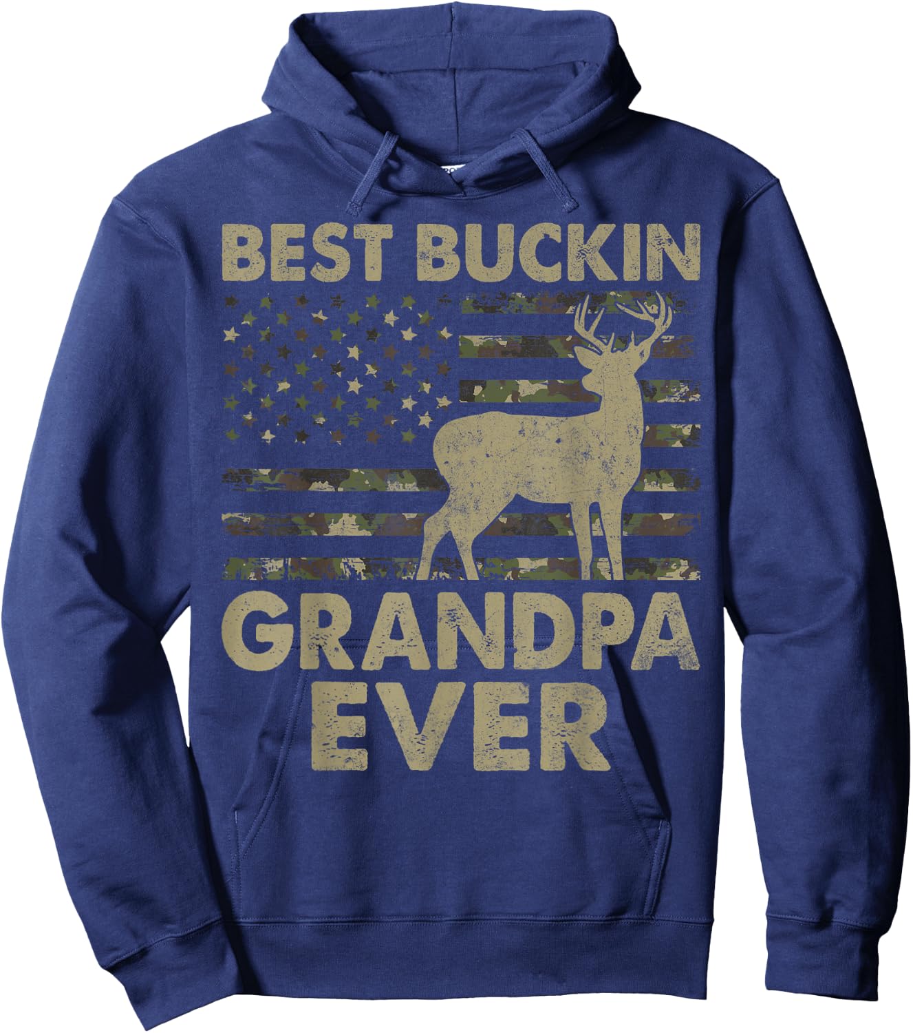 USA Flag Best Bucking Grandpa Ever Hunting Grandpa Hoodie - Hoodie | Navy