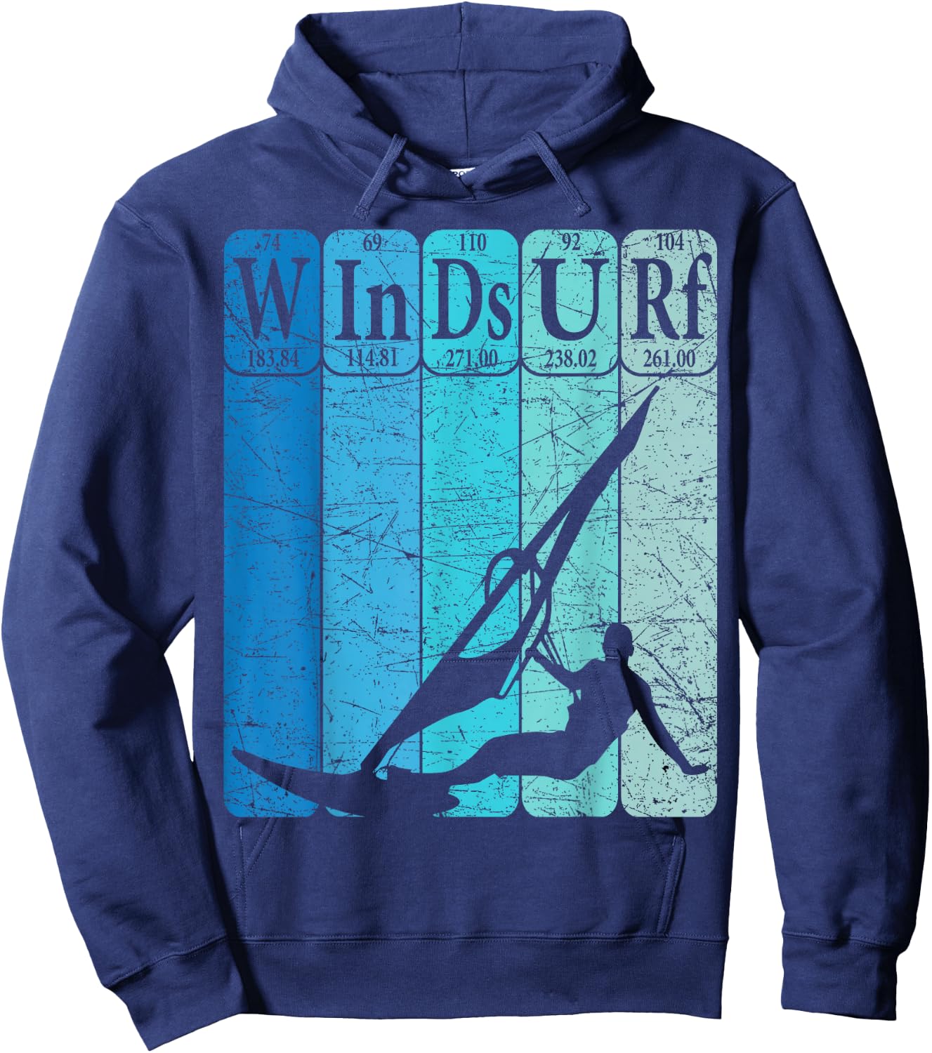 Windsurf Periodic Table Elements Windsurfing Retro Hoodie - Hoodie | Navy