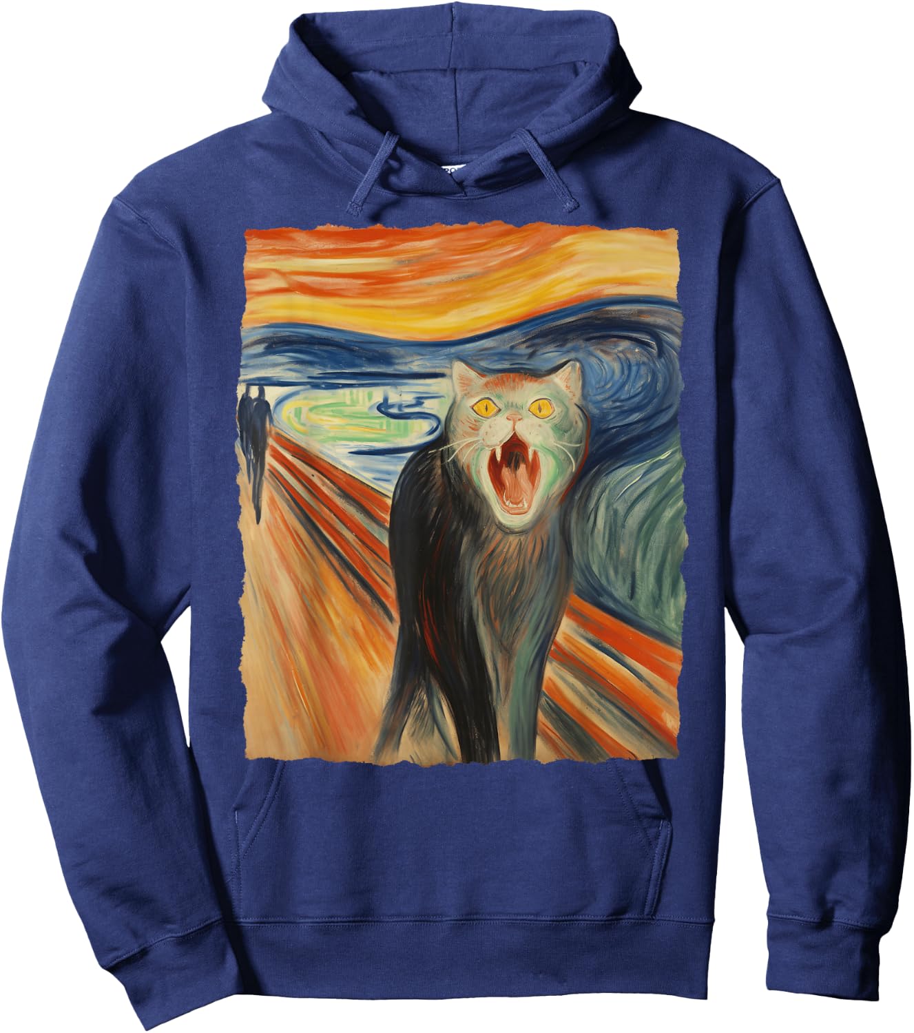 The Scream Cat – Fine Art Painting Funny Kitty Lover Hoodie - Hoodie | Navy