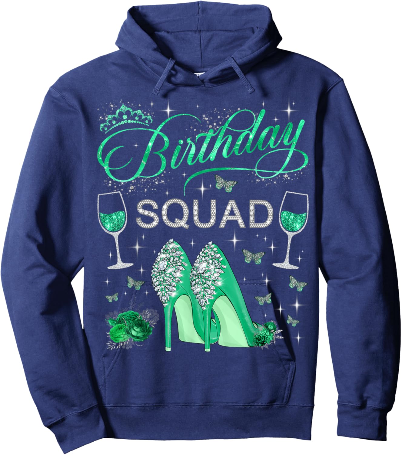Birthday squad Diva Squad Butterflies High Heels Women Girls Hoodie - Hoodie | Navy