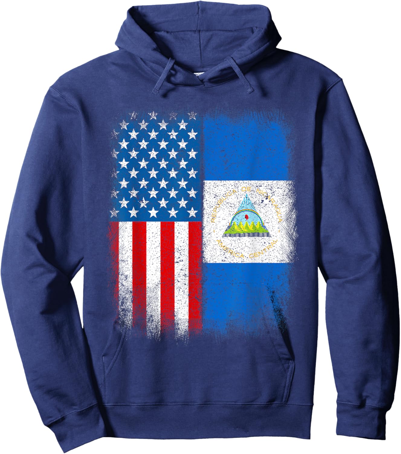 Vintage Half Nicaraguan American Flag Usa Nicaragua Country Hoodie - Hoodie | Navy
