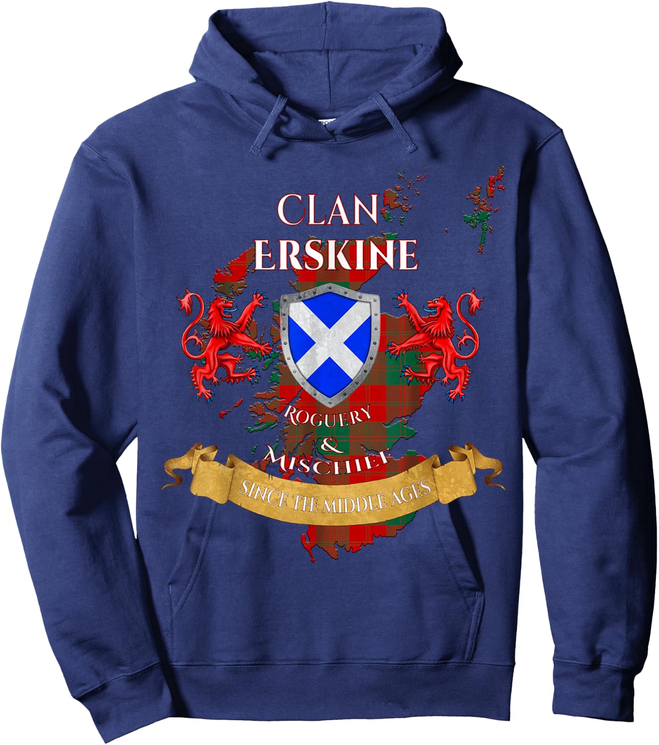 Erskine Scottish Family Clan Middle Ages Mischief Hoodie - Hoodie | Navy