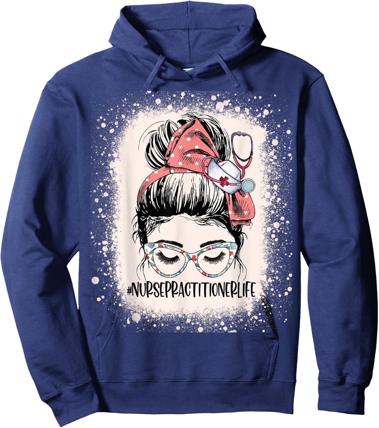 Messy Bun Nurse practitioner Life Funny NP RN Nurse Hoodie - Hoodie | Navy