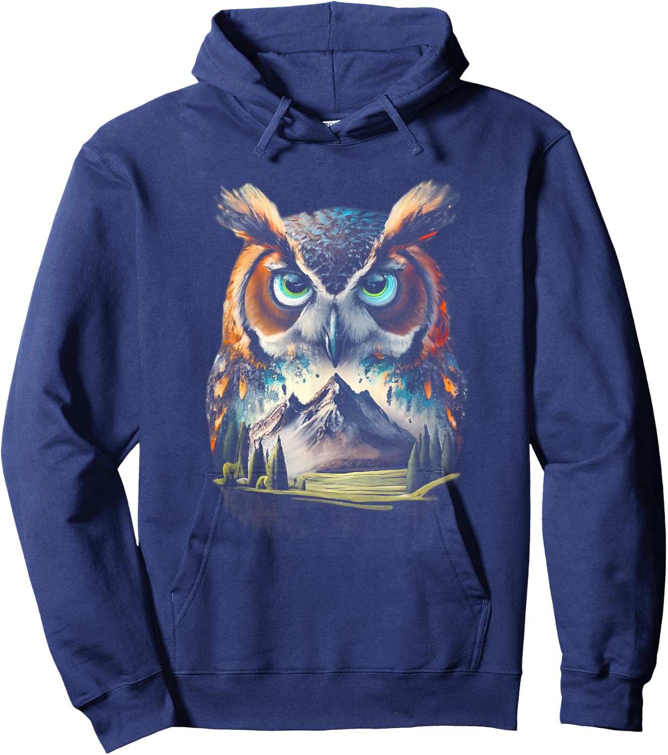 Abstract Owl Mountain Realistic Animal Nature Hoodie - Hoodie | Navy