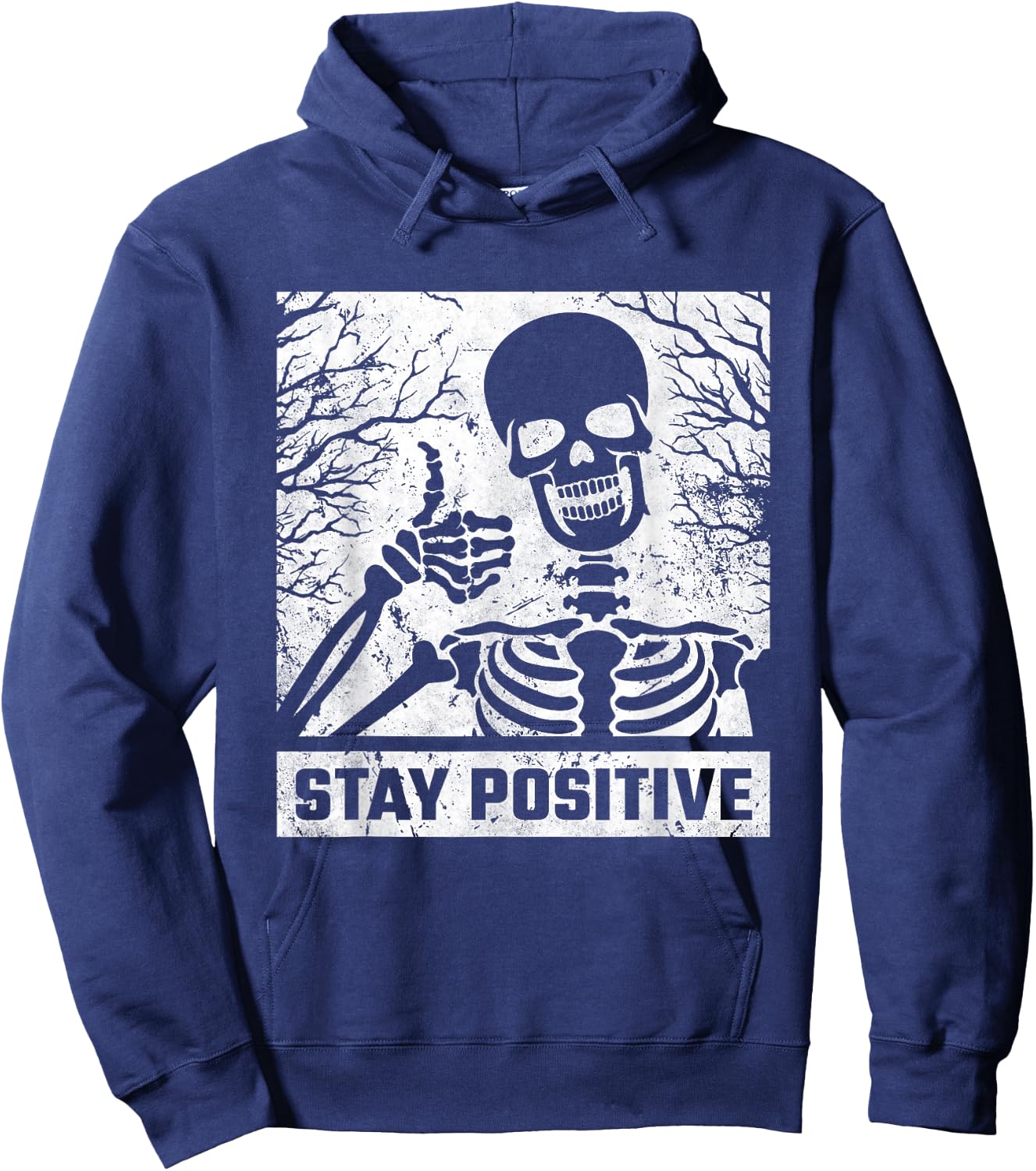 Stay Positive, Skeleton Halloween Hoodie - Hoodie | Navy