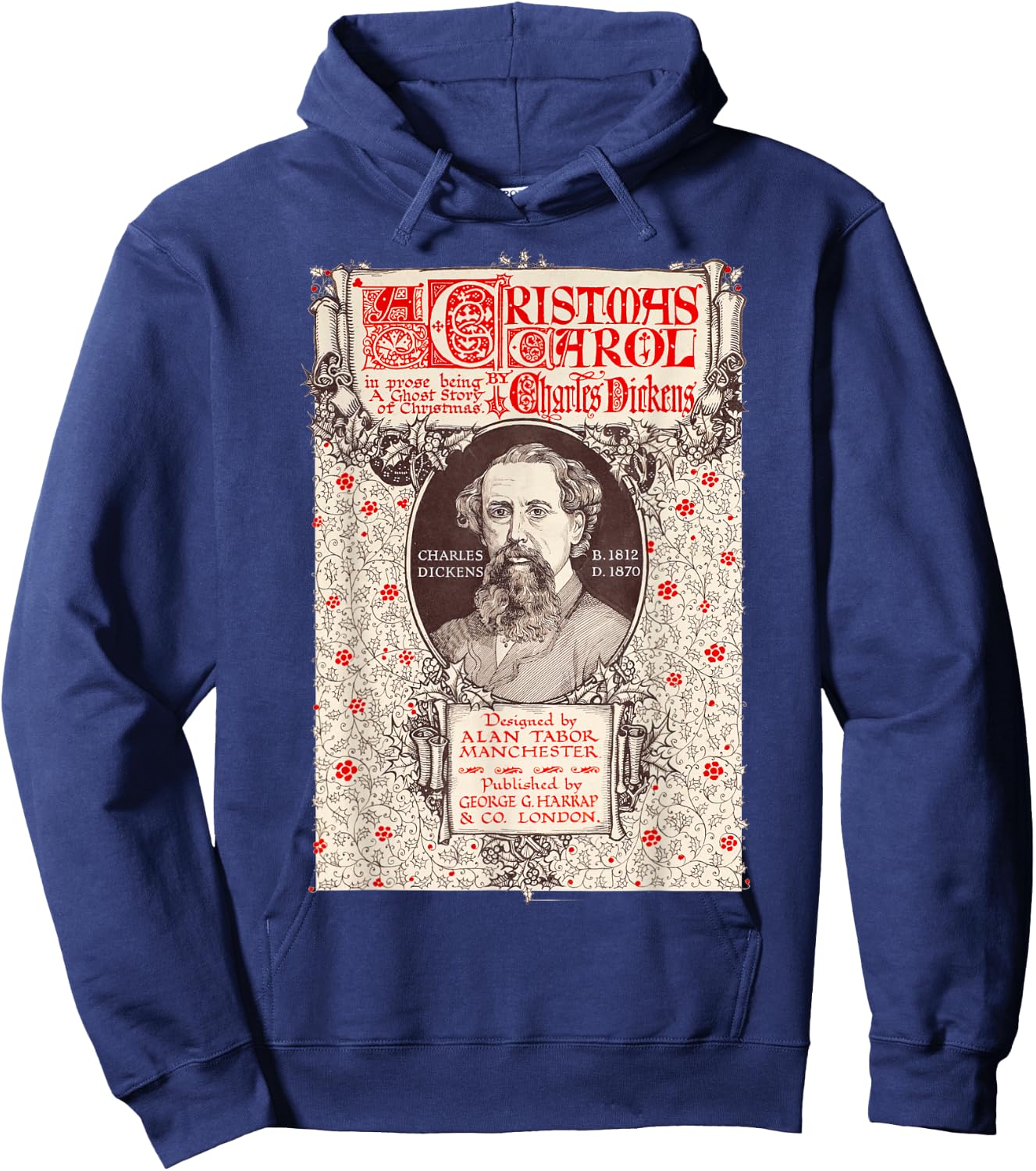 A Christmas Carol Collectors Society Dickens Scrooge Christmas Carol Vintage Black -Adults Hoodie - Hoodie | Navy