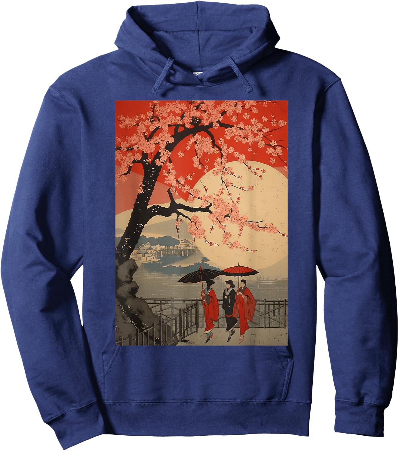 Cherry Blossom Sakura Japanese Graphical Art Sakura Hoodie - Hoodie | Navy
