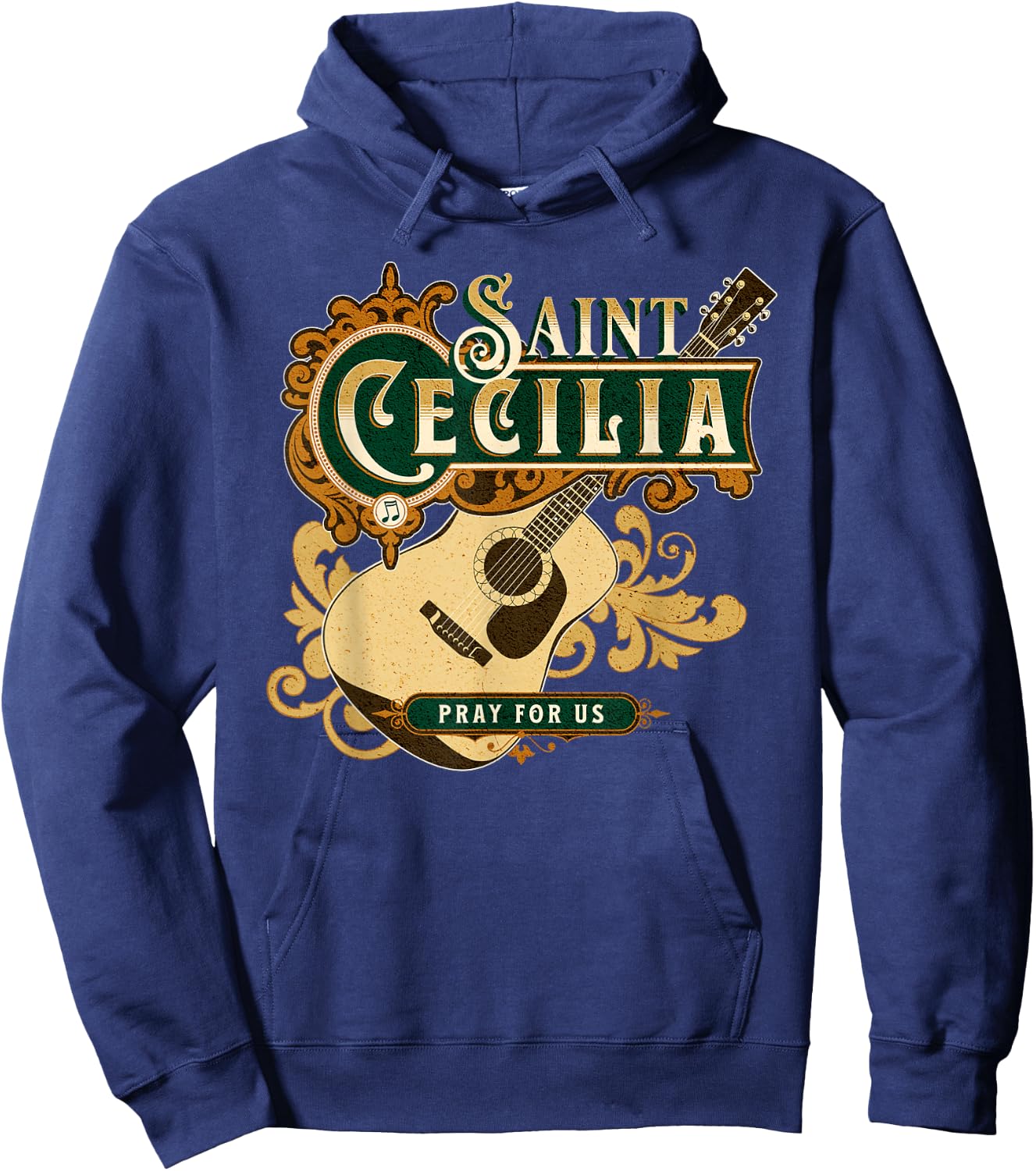 St Cecilia of Rome Patron Saint of Music Catholic Guitar Hoodie - Hoodie | Navy