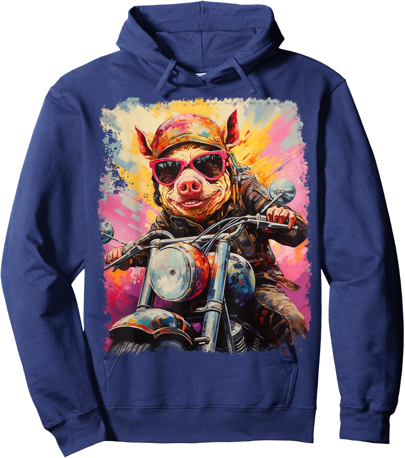 Motorbike Gear Pig on Motorcycle Hoodie - Hoodie | Navy