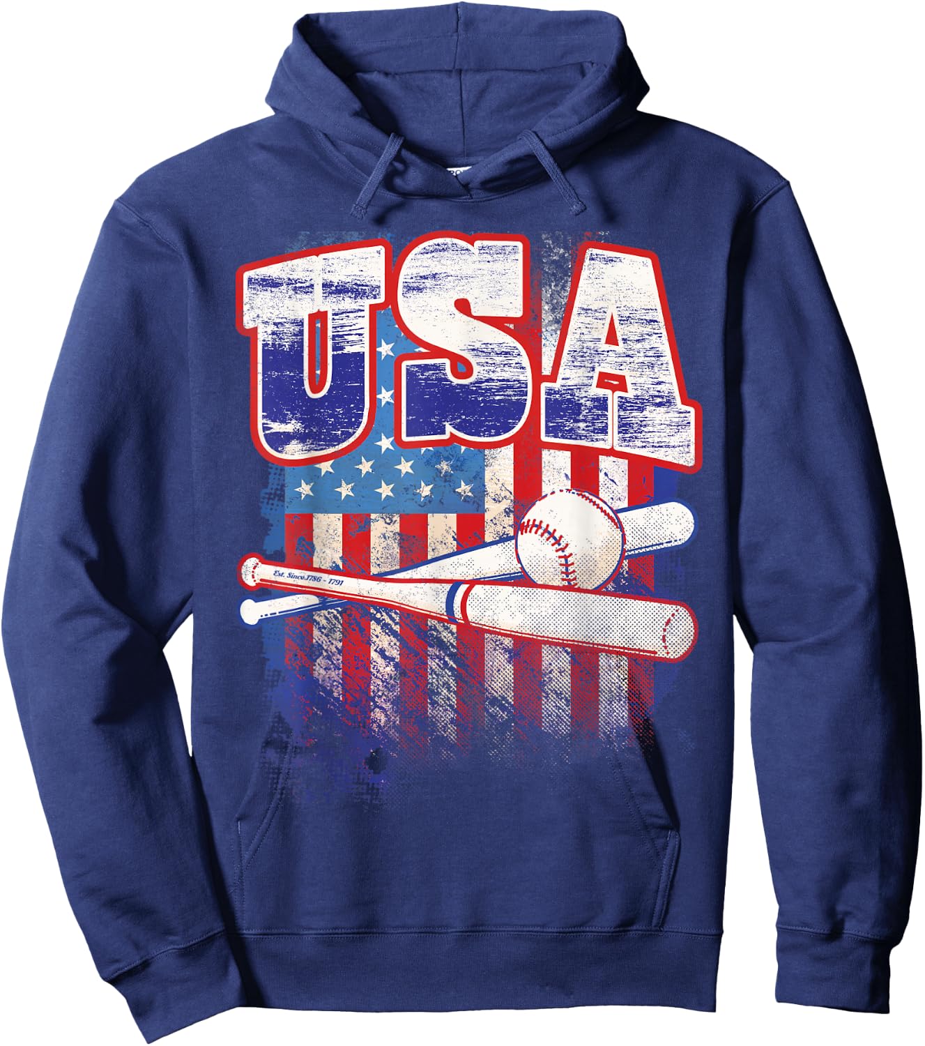Baseball Shirt American Sport Fan USA Flag 2026 Hoodie - Hoodie | Navy