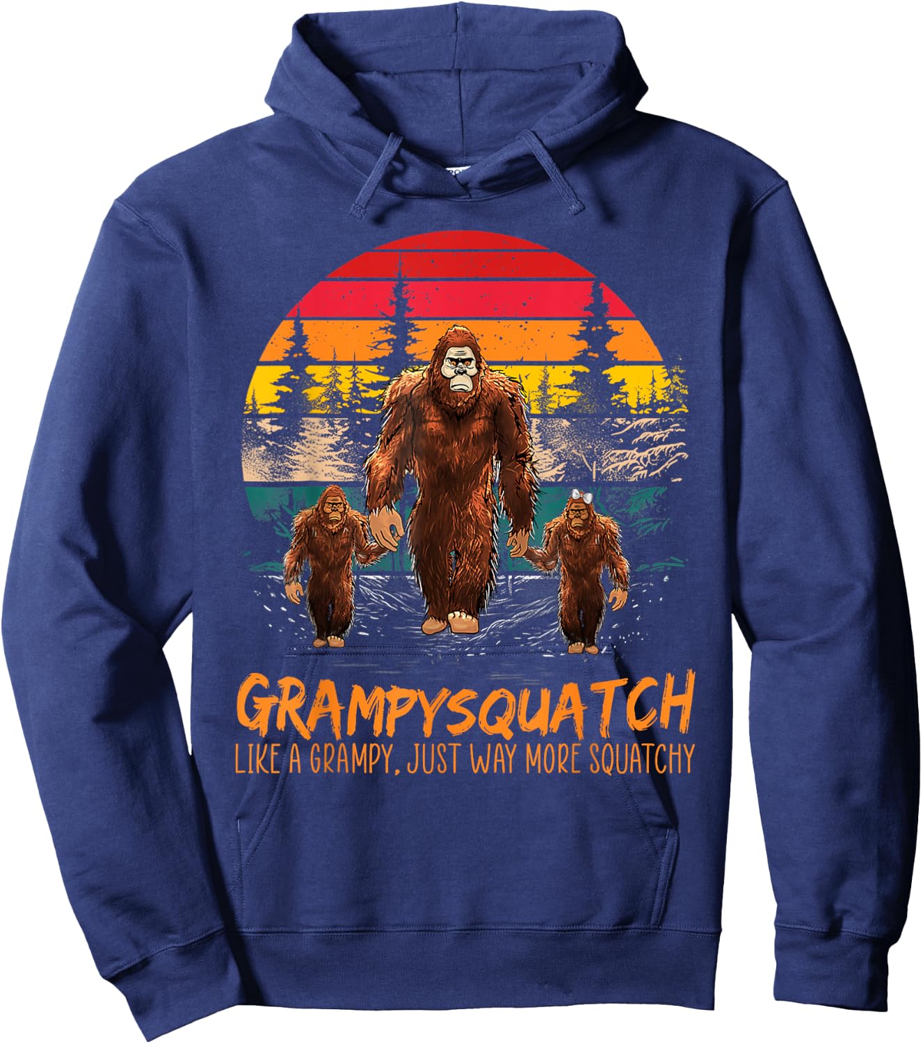 Grampy Squatch Like A Grandpa Just Way More Squatchy Retro Hoodie - Hoodie | Navy
