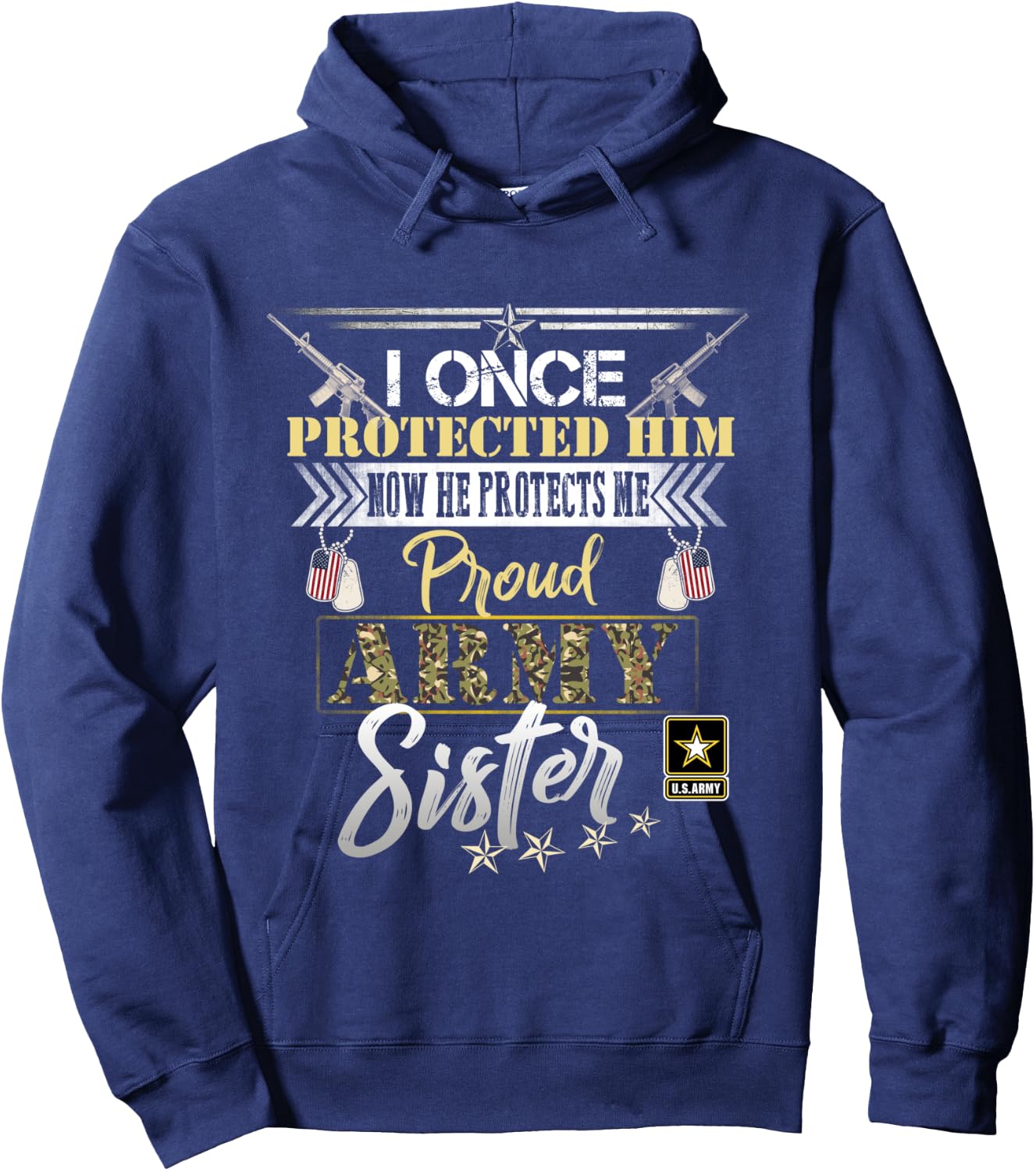 I Once Protected Him Now He Protects Me Proud Army Sister Hoodie - Hoodie | Navy