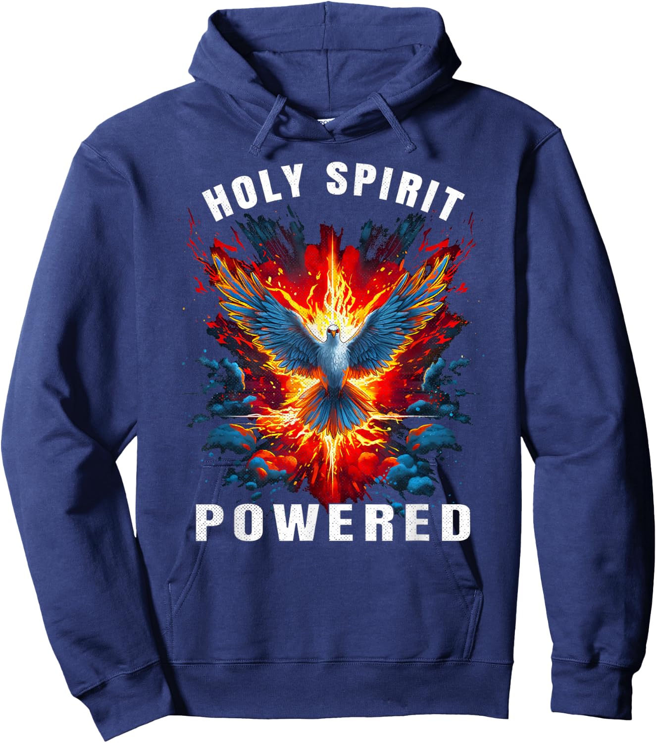 Holy Spirit Powered Dove With Fire Christian Men And Women Hoodie - Hoodie | Navy