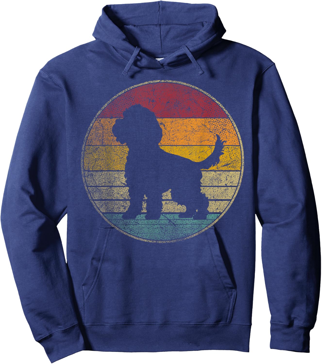 Cockapoo Dog Vintage Silhouette 70s 80s Retro Distressed Hoodie - Hoodie | Navy