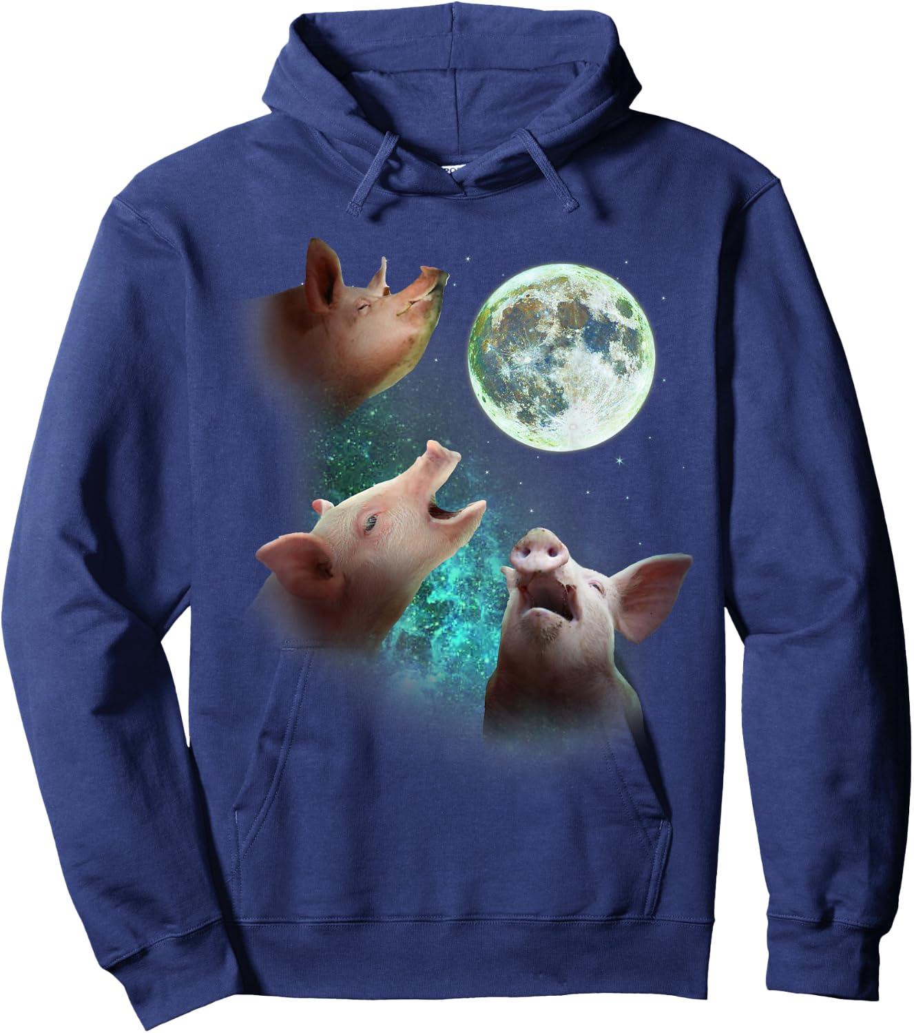 Three Farm Pigs Howl At Moon 3 Wolfs Wolves Funny Parody Hoodie - Hoodie | Navy