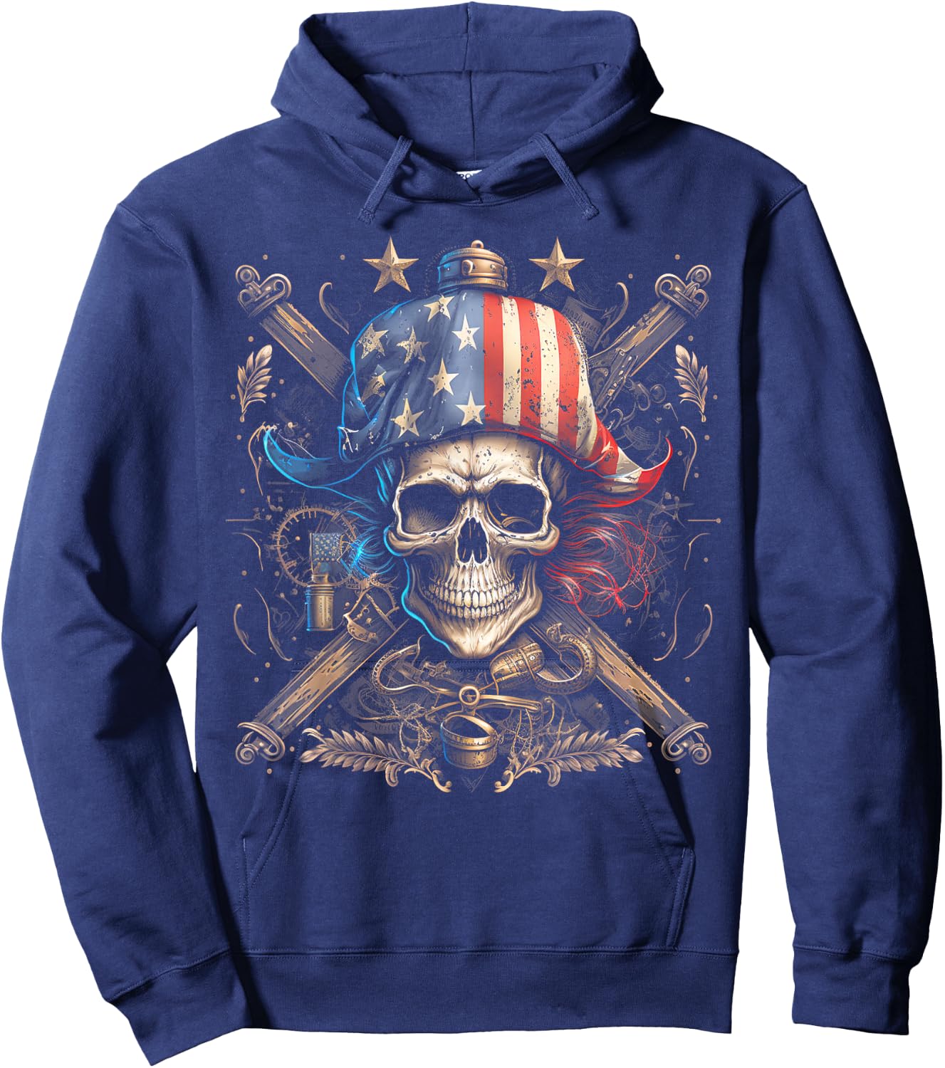 Pirate 4th of July American Flag USA America Funny Hoodie - Hoodie | Navy