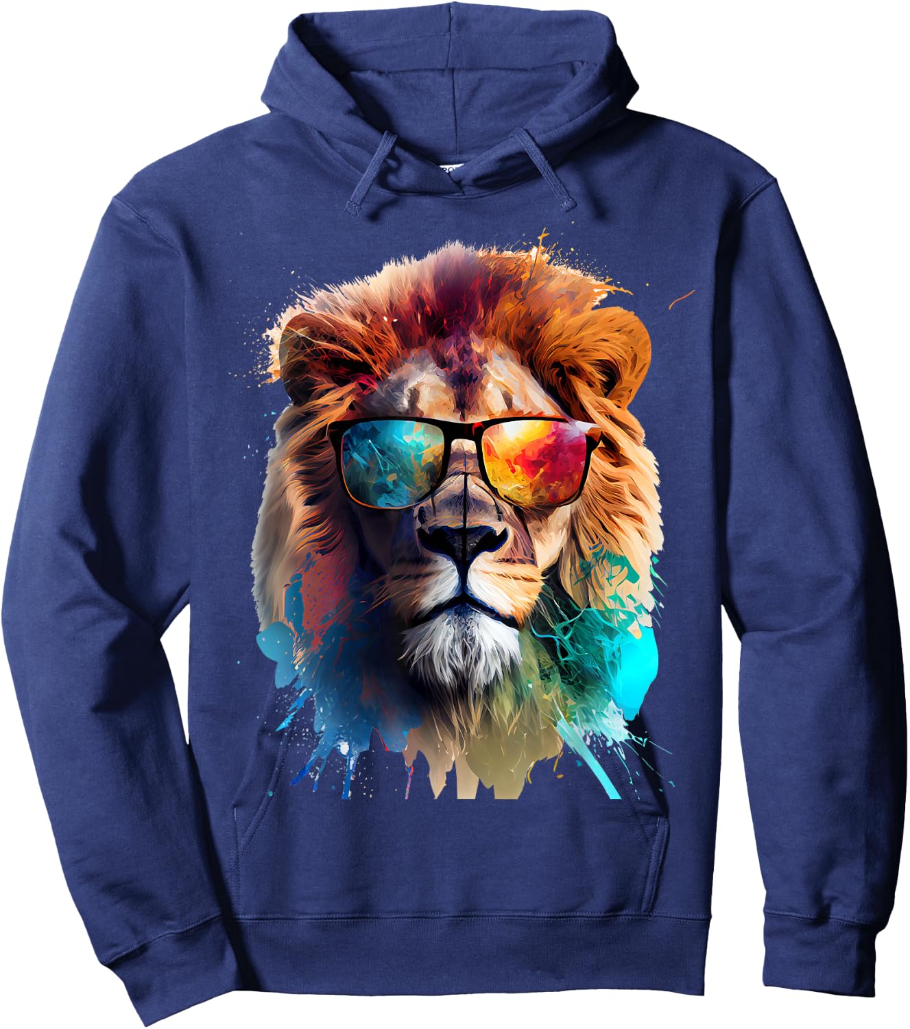 Lion sunglasses favorite animal nature vacationer lions Hoodie - Hoodie | Navy