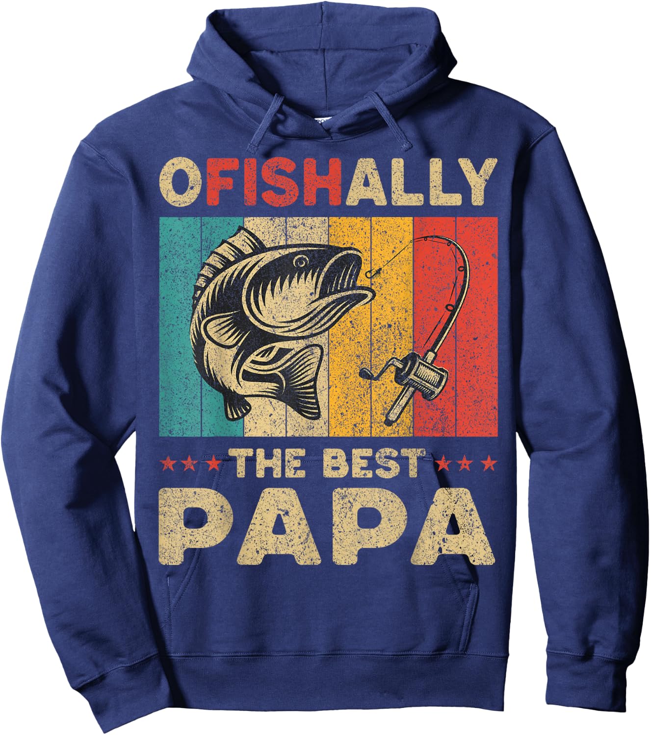 Father's Day Present Funny Fishing Ofishally The Best Papa Hoodie - Hoodie | Navy