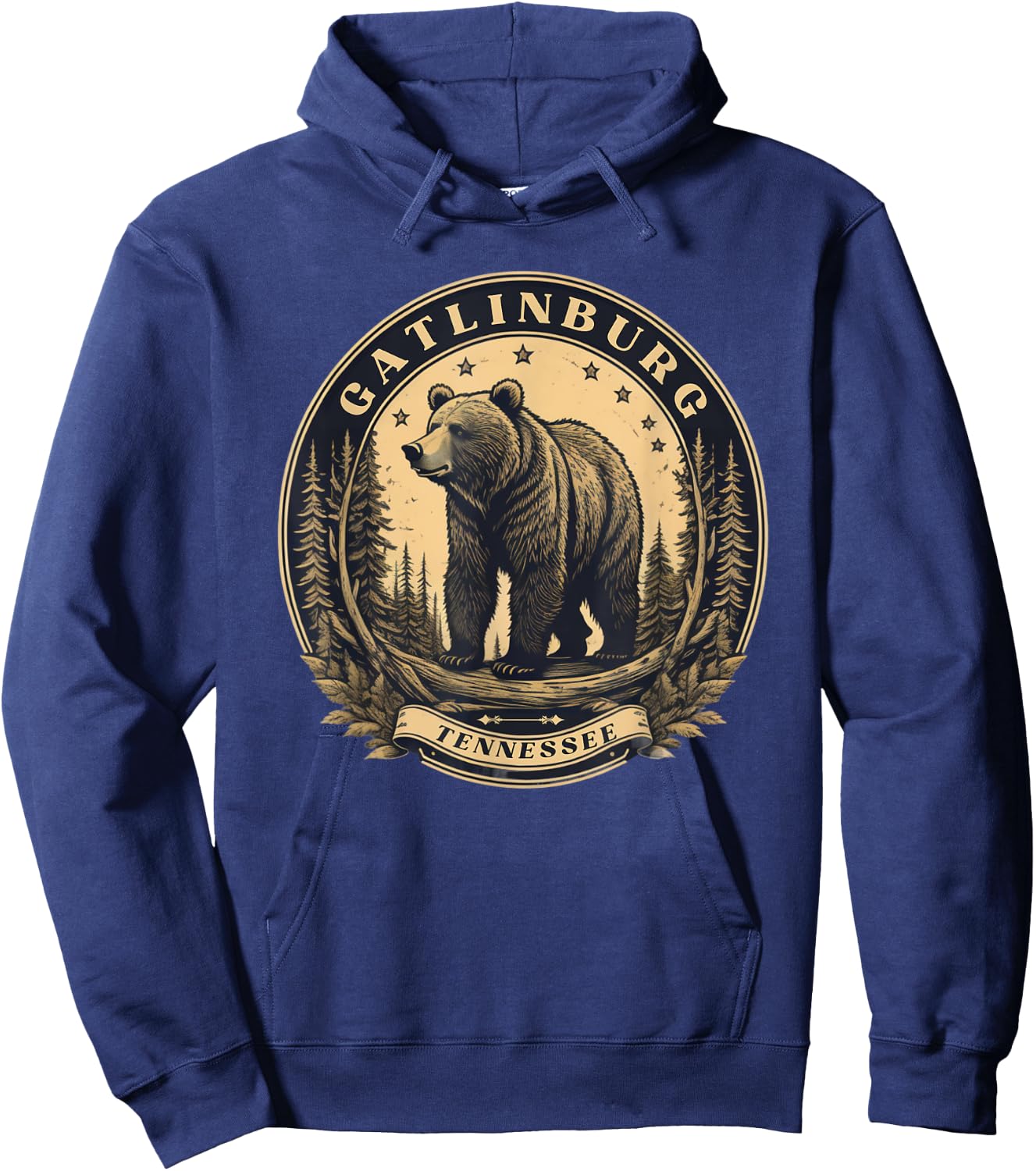 Vintage Gatlinburg mountain Tennessee with bear Hoodie - Hoodie | Navy
