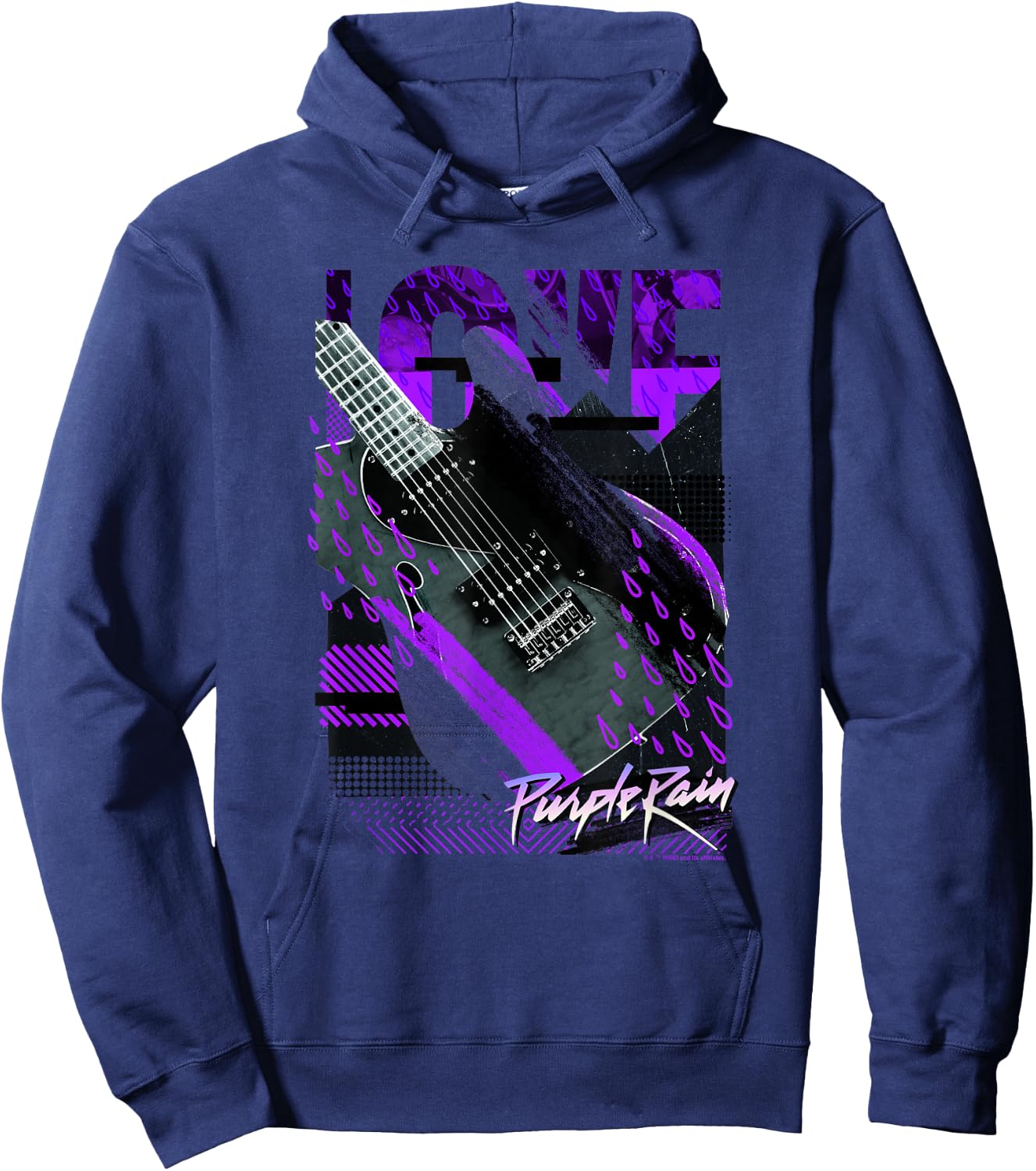 WB100 Purple Rain Love Guitar Retro Prince Collage Logo Hoodie - Hoodie | Navy