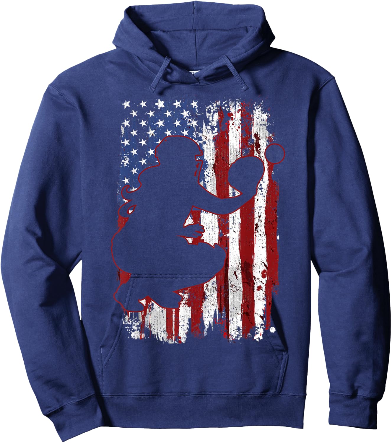 Softball Catcher American Flag Softball Player Hoodie - Hoodie | Navy