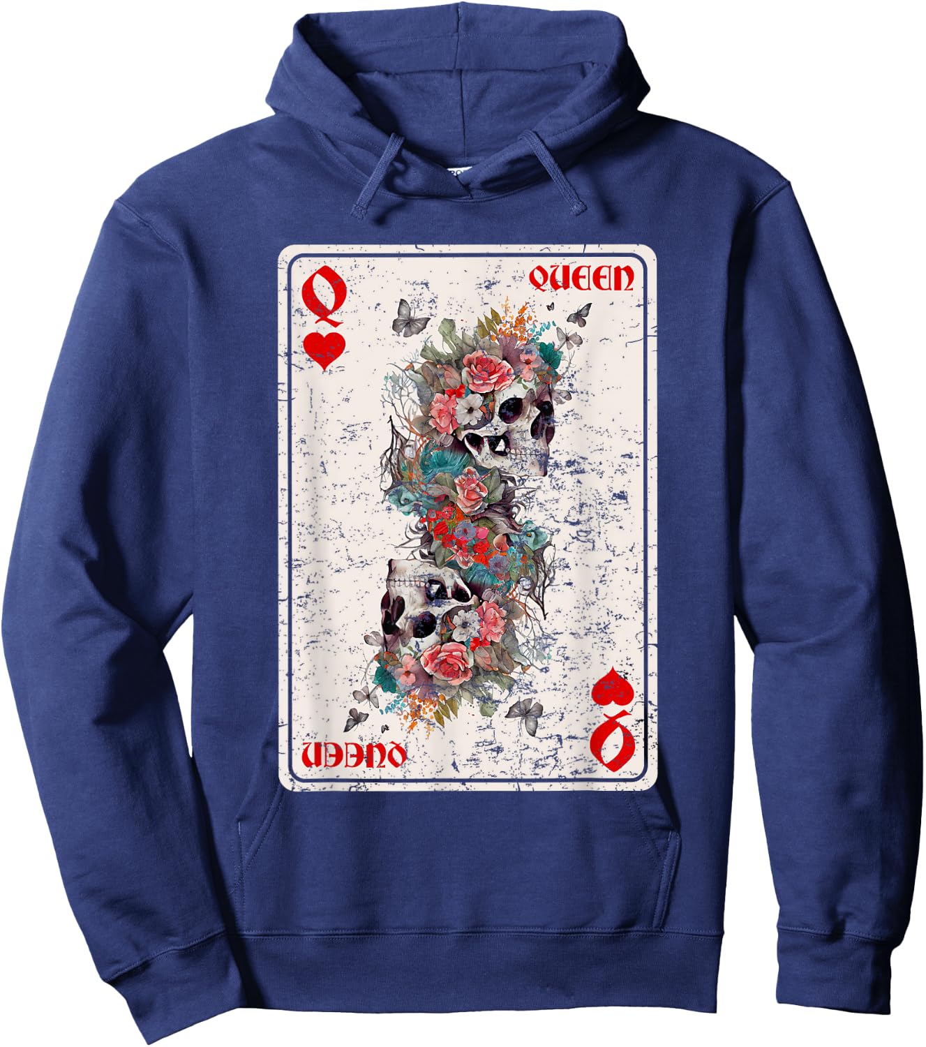 Queen of Hearts Card Game Horror Heart Queen Gothic Hoodie - Hoodie | Navy