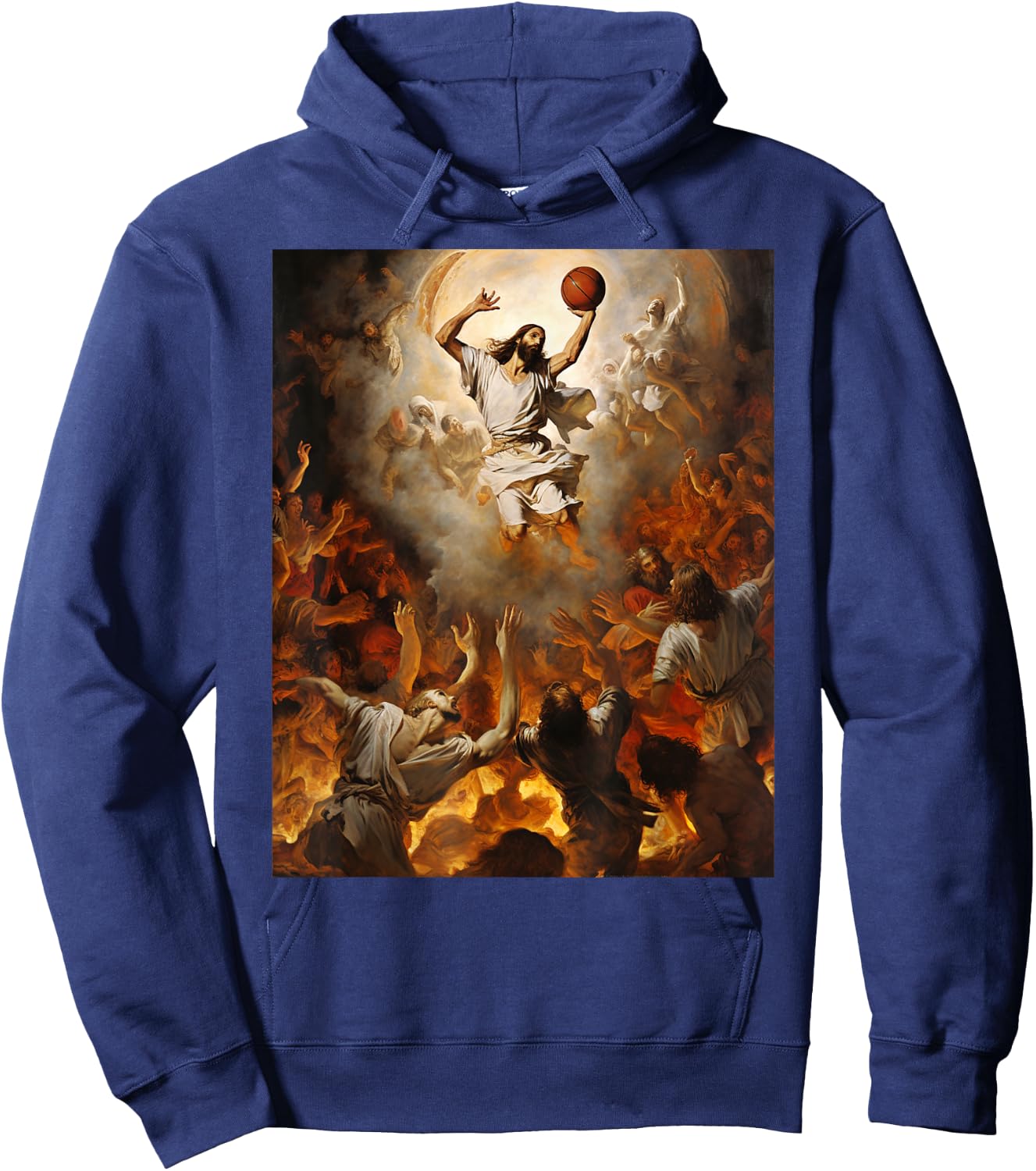Jesus Playing Basketball Hoodie - Hoodie | Navy