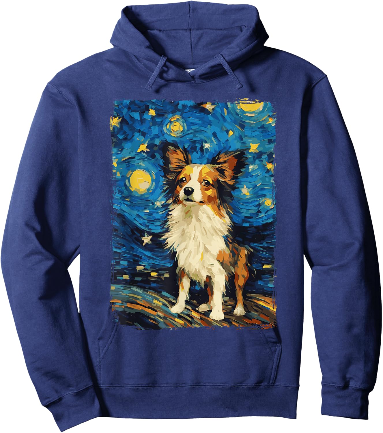Papillon Dog Starry Night Hoodie - Hoodie | Navy
