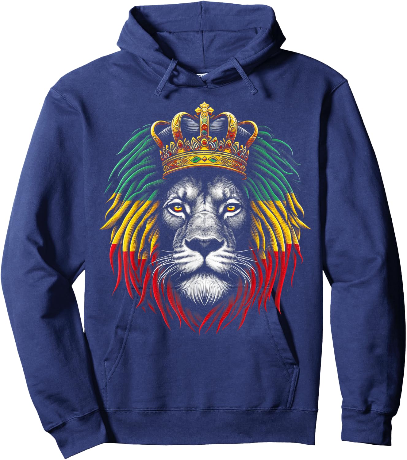 Ethiopian Flag Lion Rastafarian Reggae Rasta Lion of Judah Hoodie - Hoodie | Navy