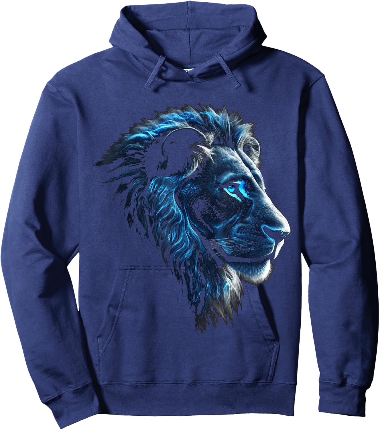 Lion Artwork - Blue Eyes Zoo Animal Lion Hoodie - Hoodie | Navy