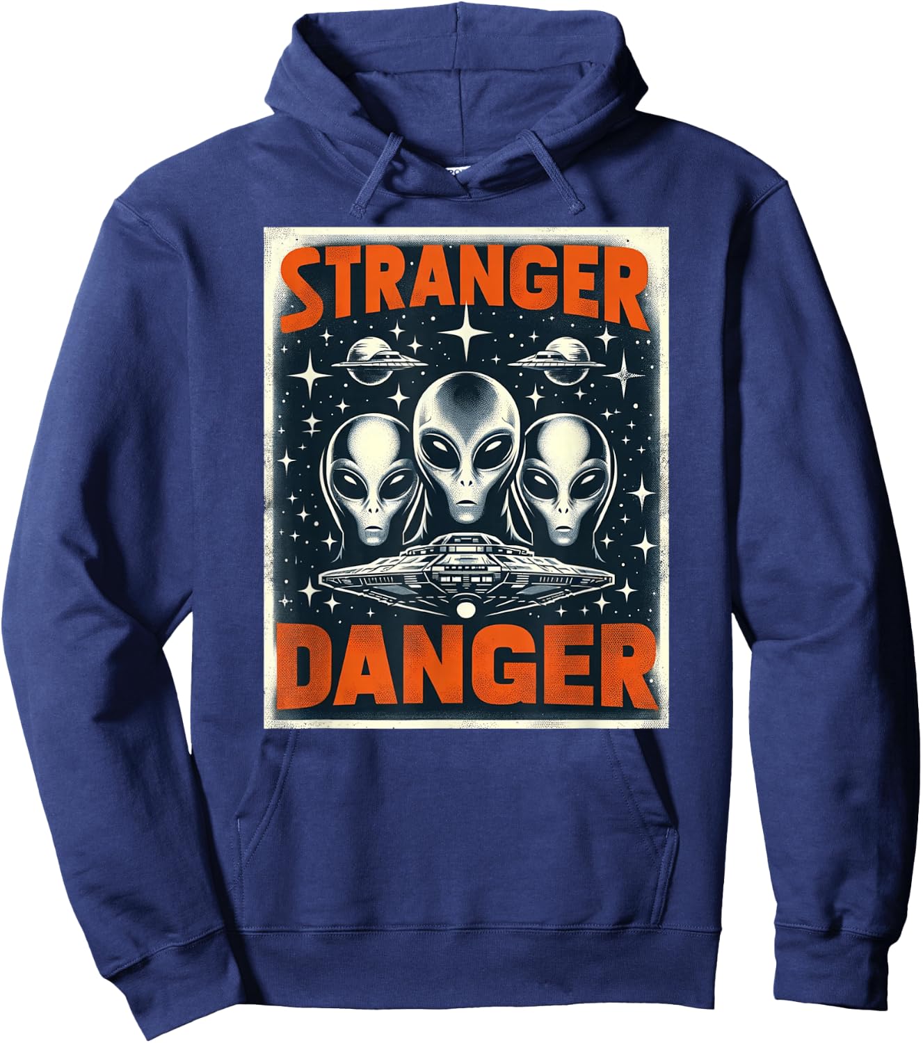 Galactic Warning: Alien Stranger Danger Hoodie - Hoodie | Navy