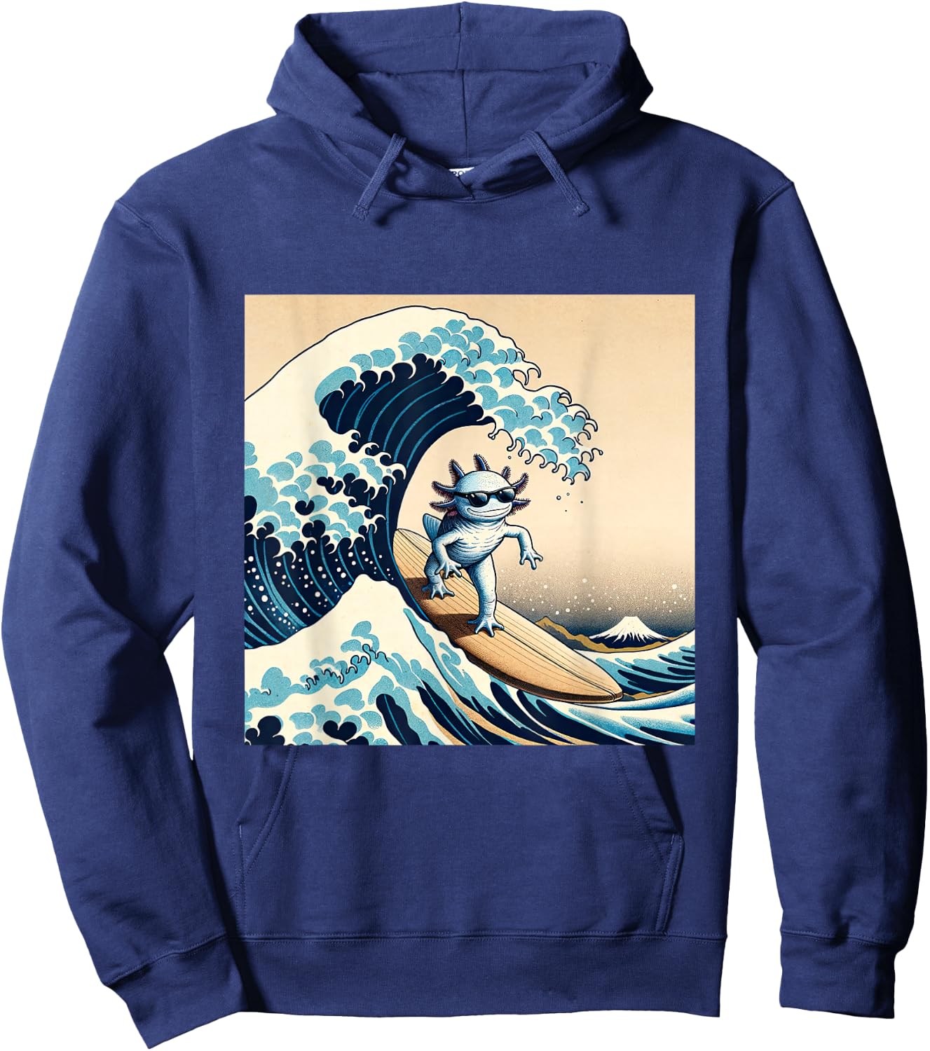 Wave Surfing Axolotl Love Funny Anime Lizard Salamander Hoodie - Hoodie | Navy