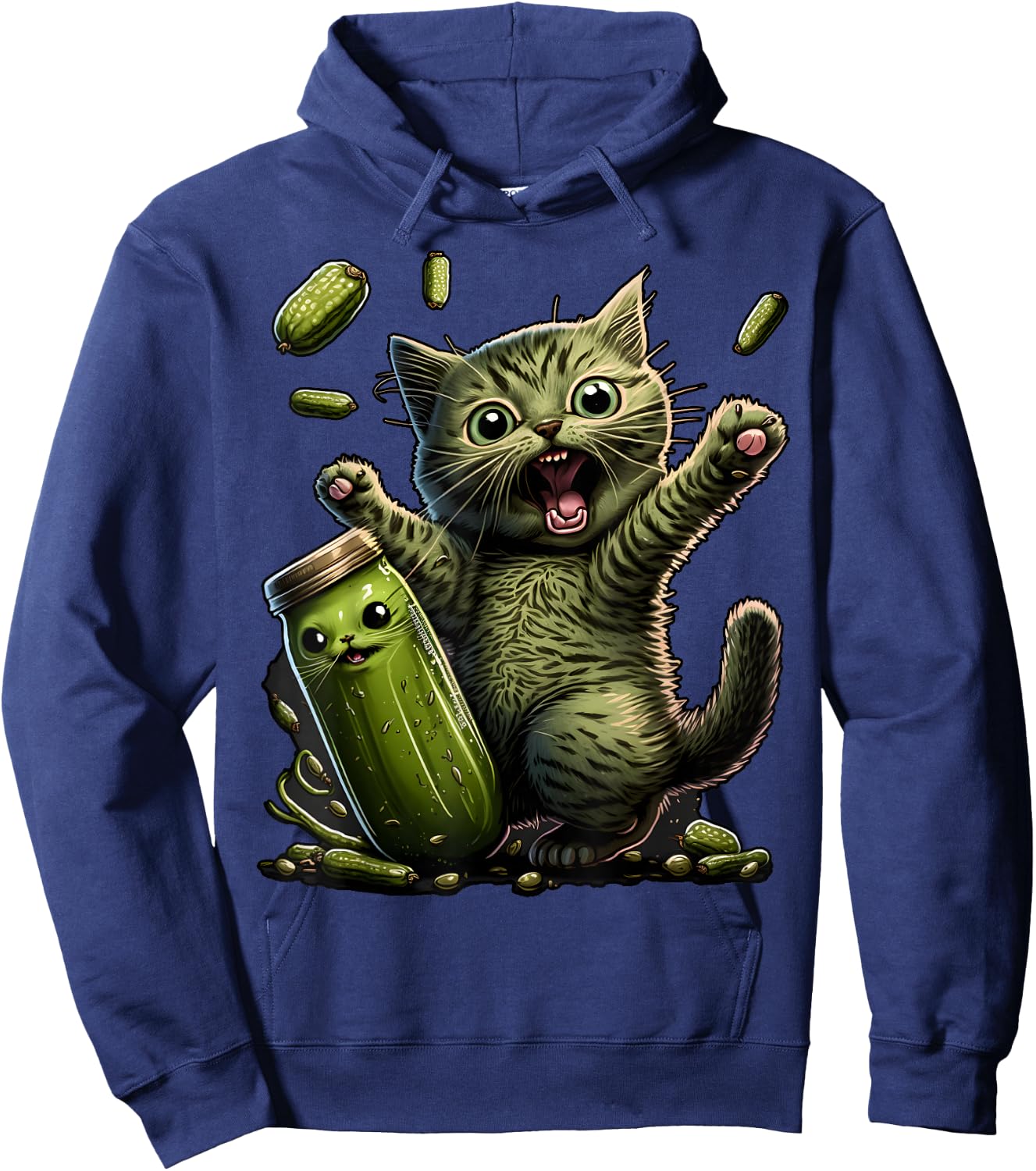 Funny Kittens vs Gherkin Pickle Cat Mom Lady Hoodie - Hoodie | Navy