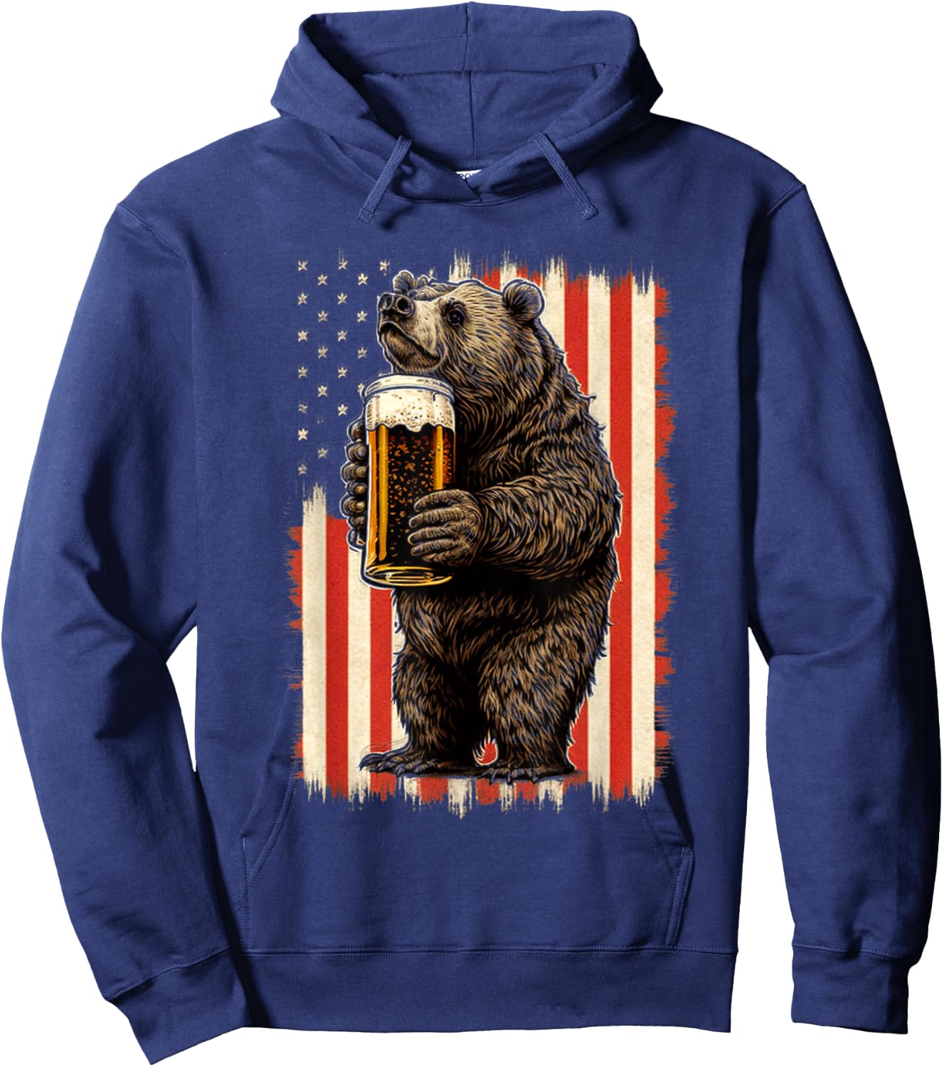 Bear Drinking Beer Hoodie - Hoodie | Navy